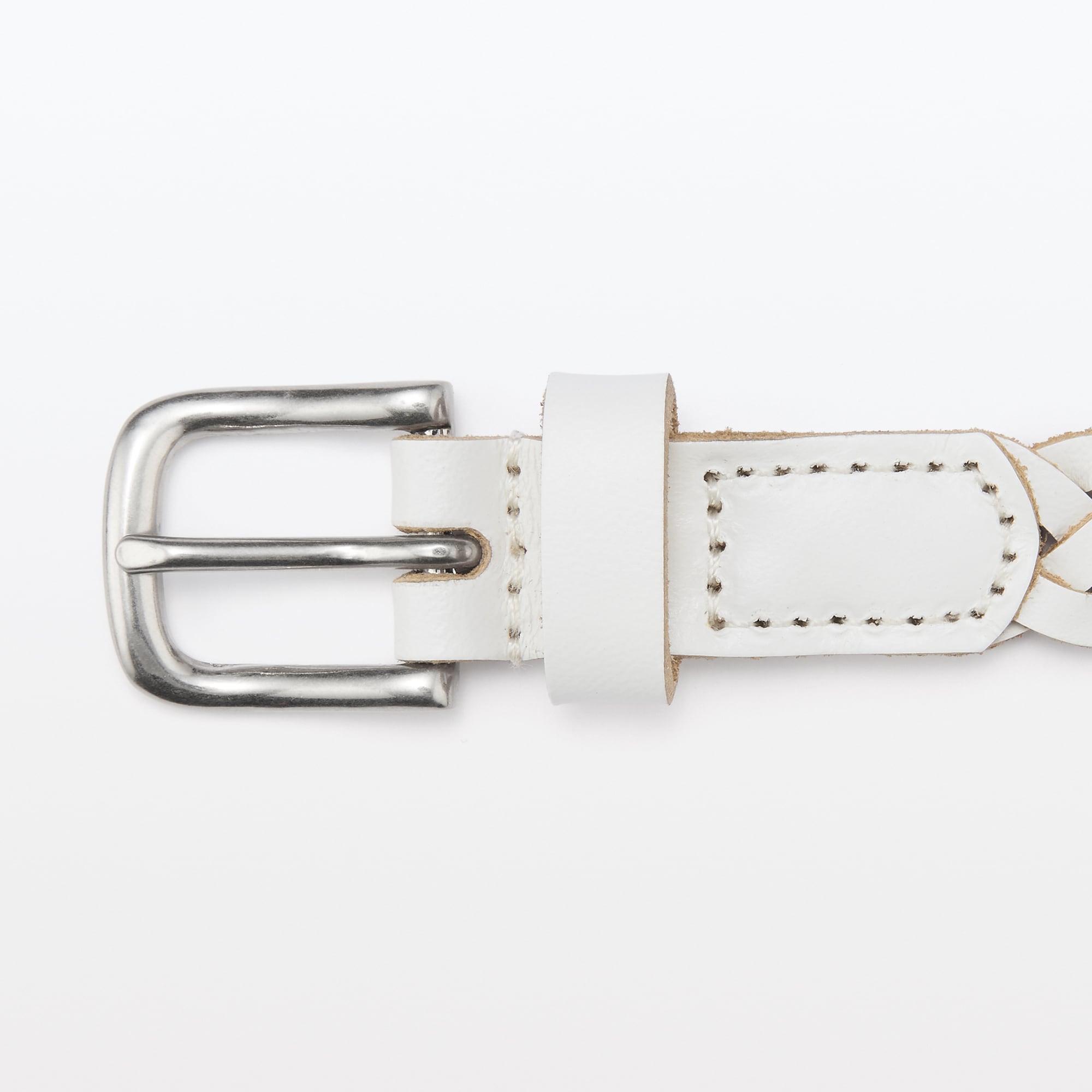 ヌメ革　細帯メッシュベルト