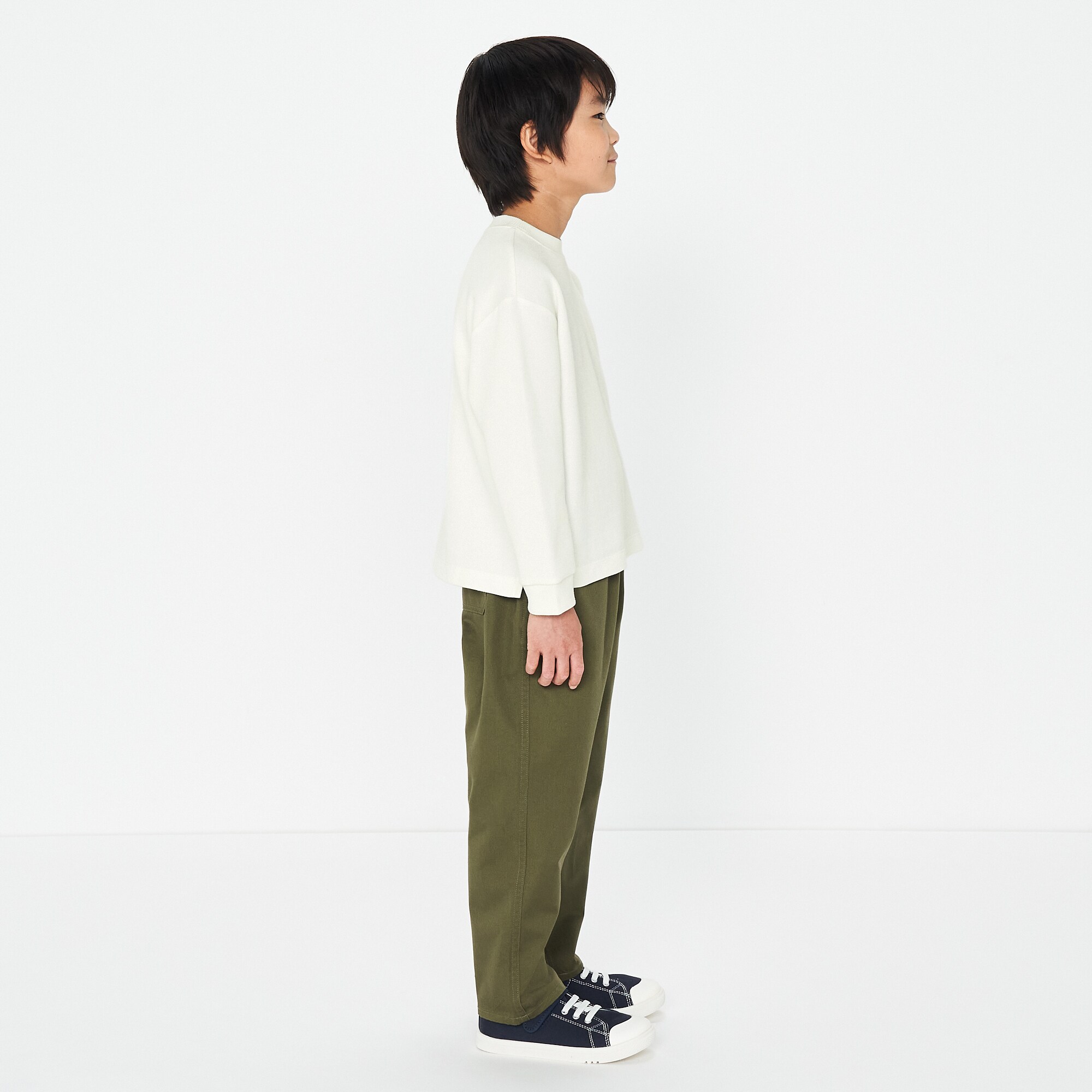 キッズ　二重編みクルーネック長袖Ｔシャツ