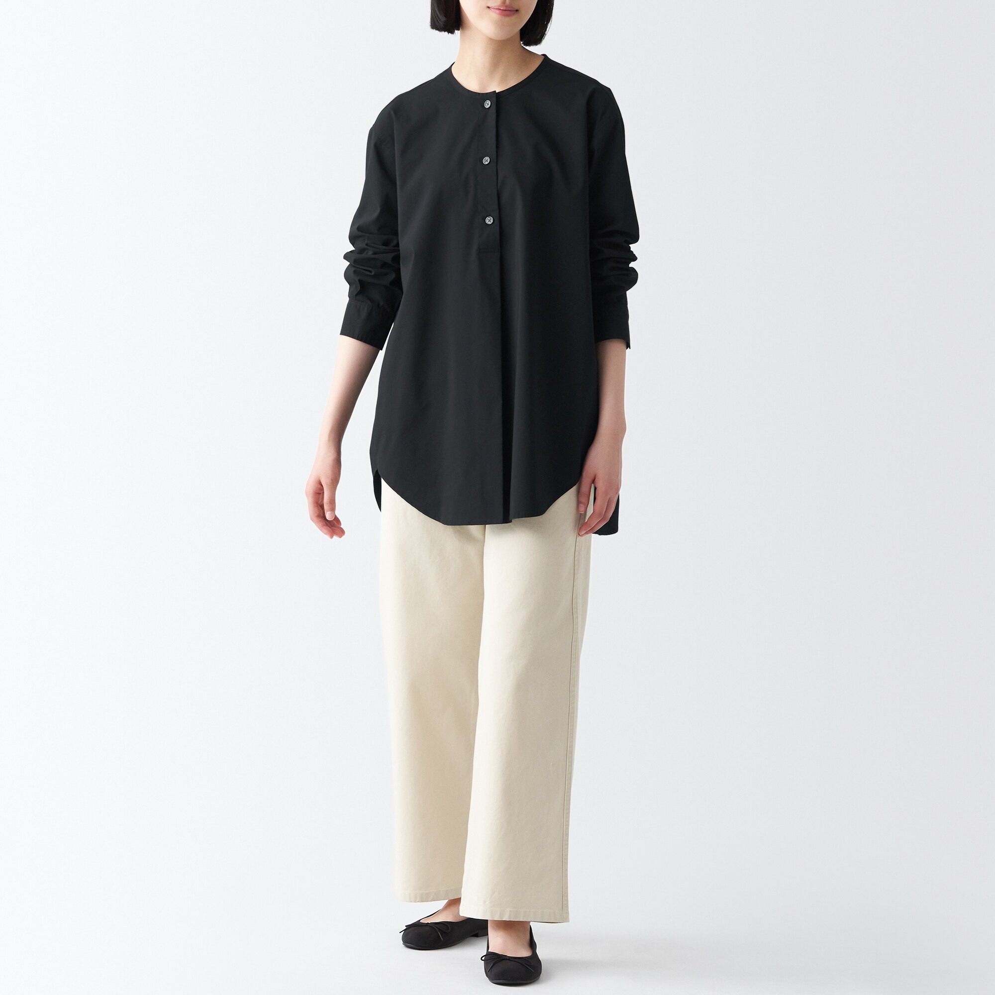 乾きやすいブロード長袖チュニック