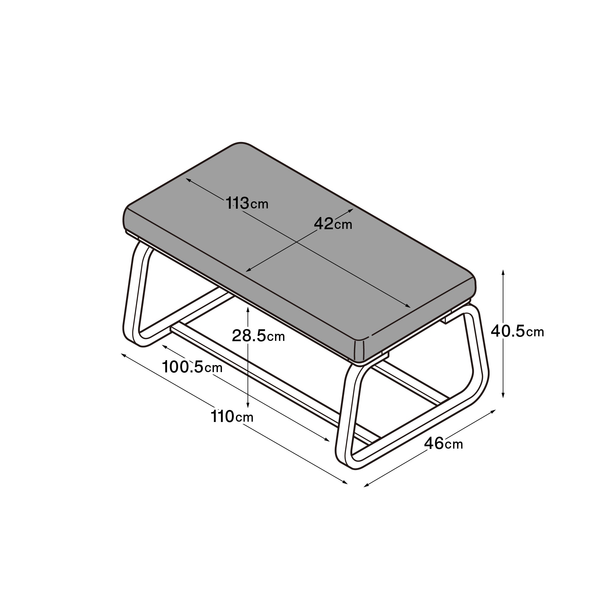 リビングでもダイニングでもつかえるベンチ・１・オーク材（カバー別売り）