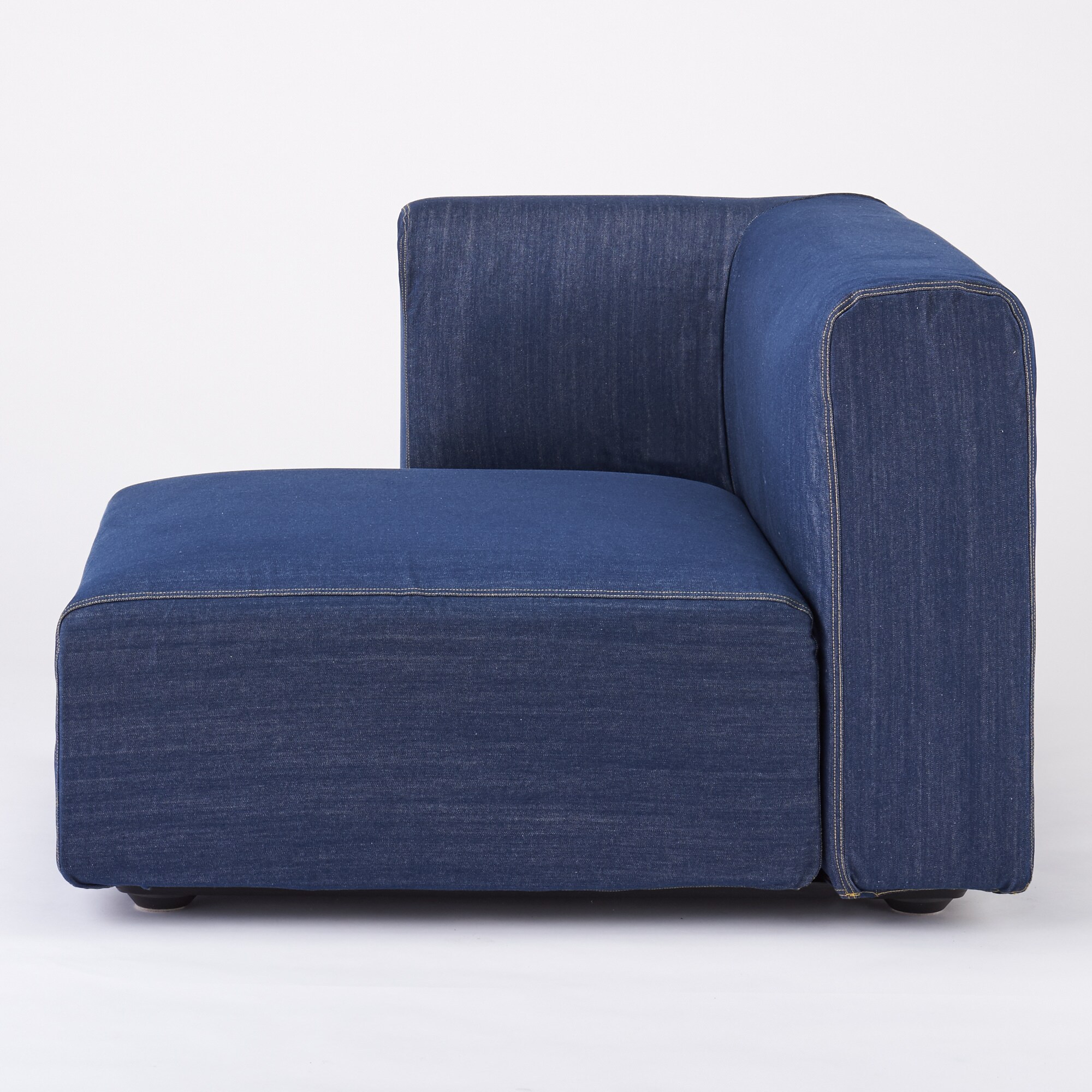 【カバー】綿デニムユニットソファ・ハーフアーム・大（右）用カバー／ネイビー