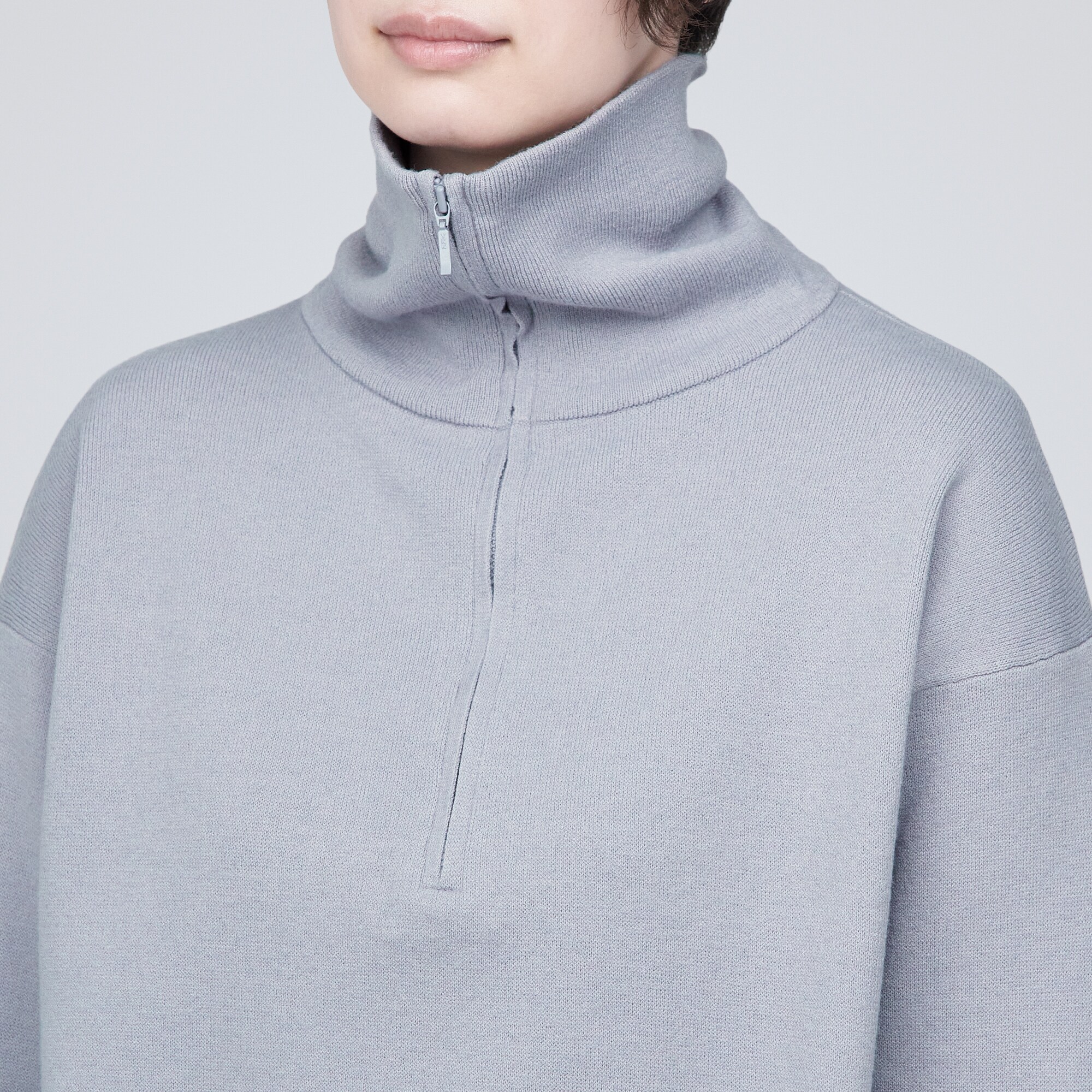 洗えるミラノリブ編みハーフジップセーター（婦人）