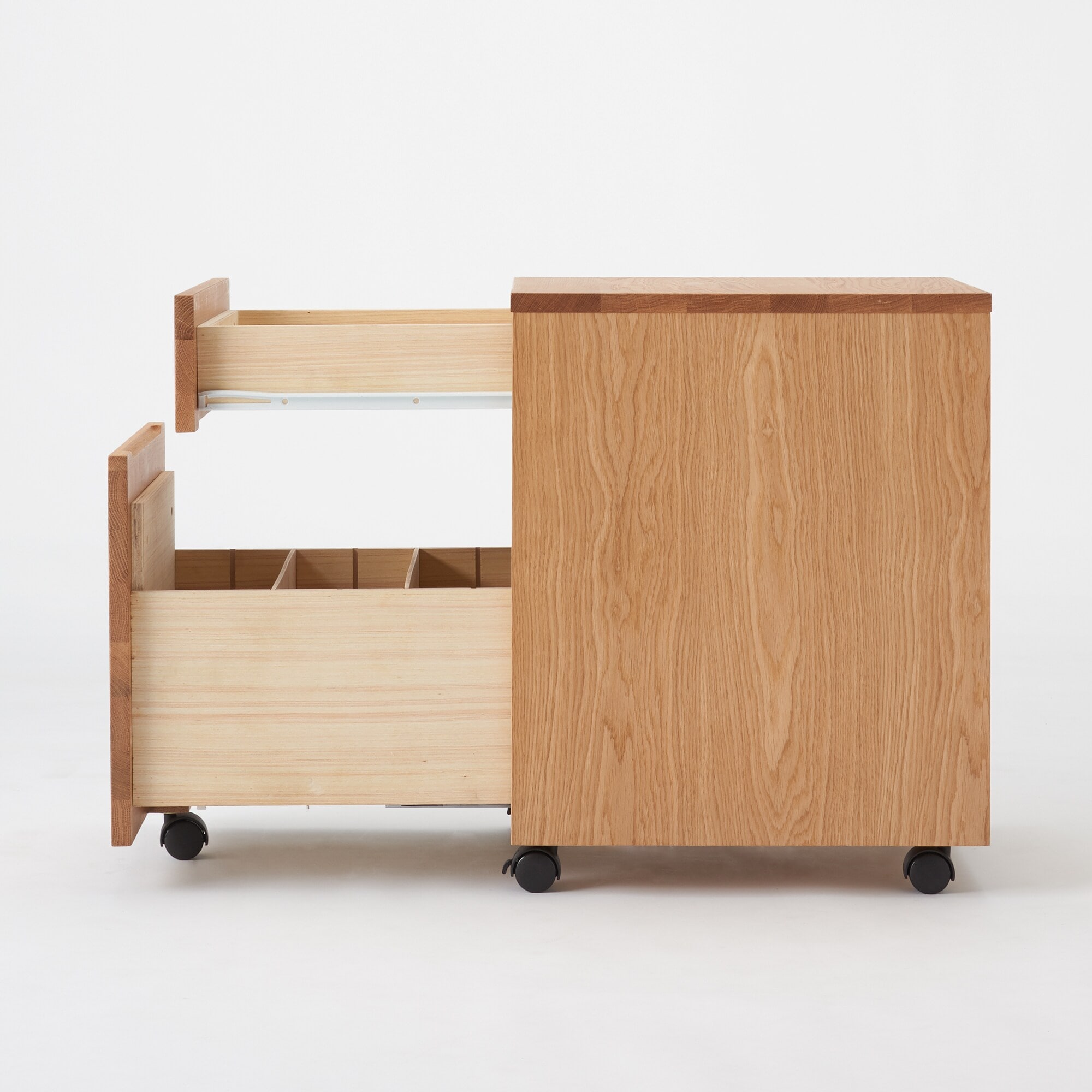 木製デスクキャビネット　オーク材突板