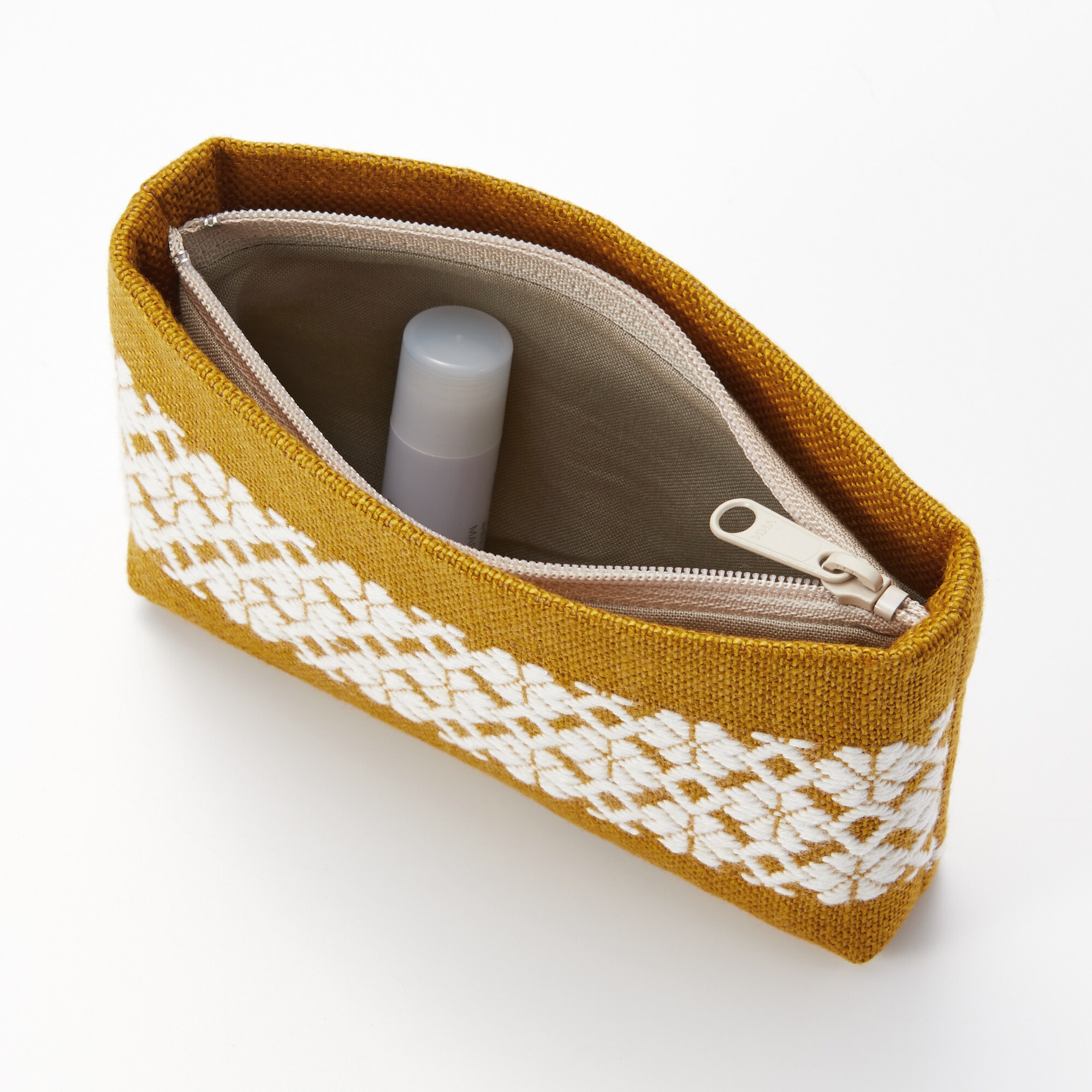 こぎん刺し　ミニポーチ　黄色