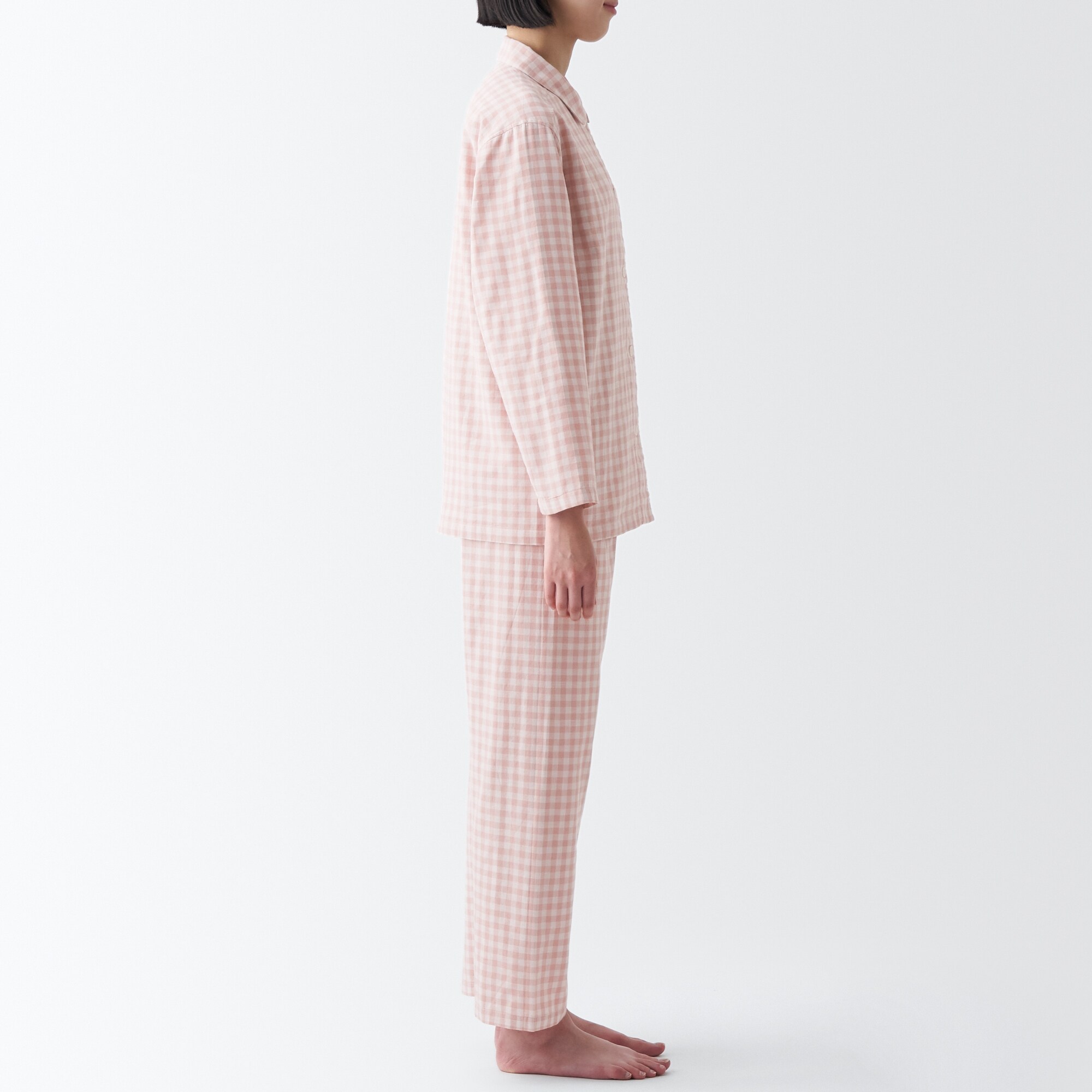 【年中着られる定番】脇に縫い目のない　二重ガーゼパジャマ