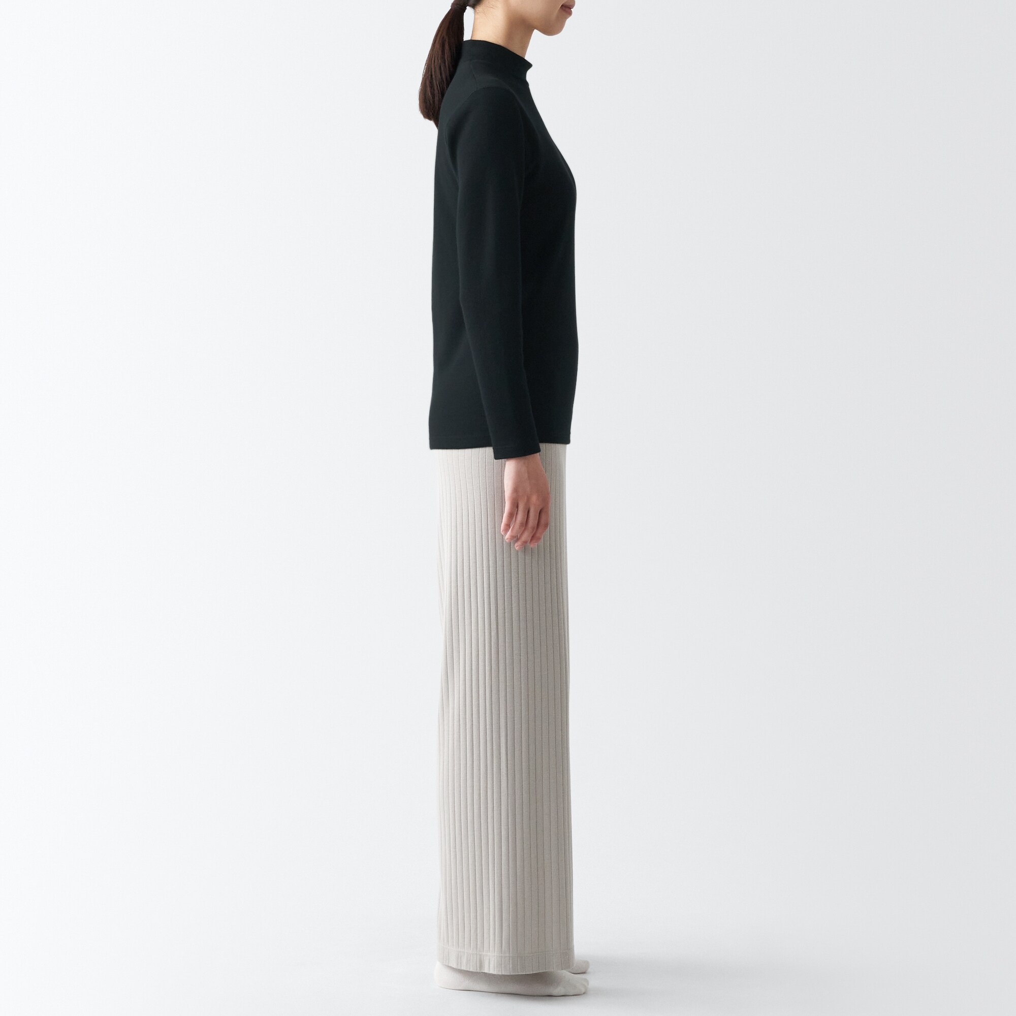 あったか綿　ウール　ハイネック長袖Ｔシャツ