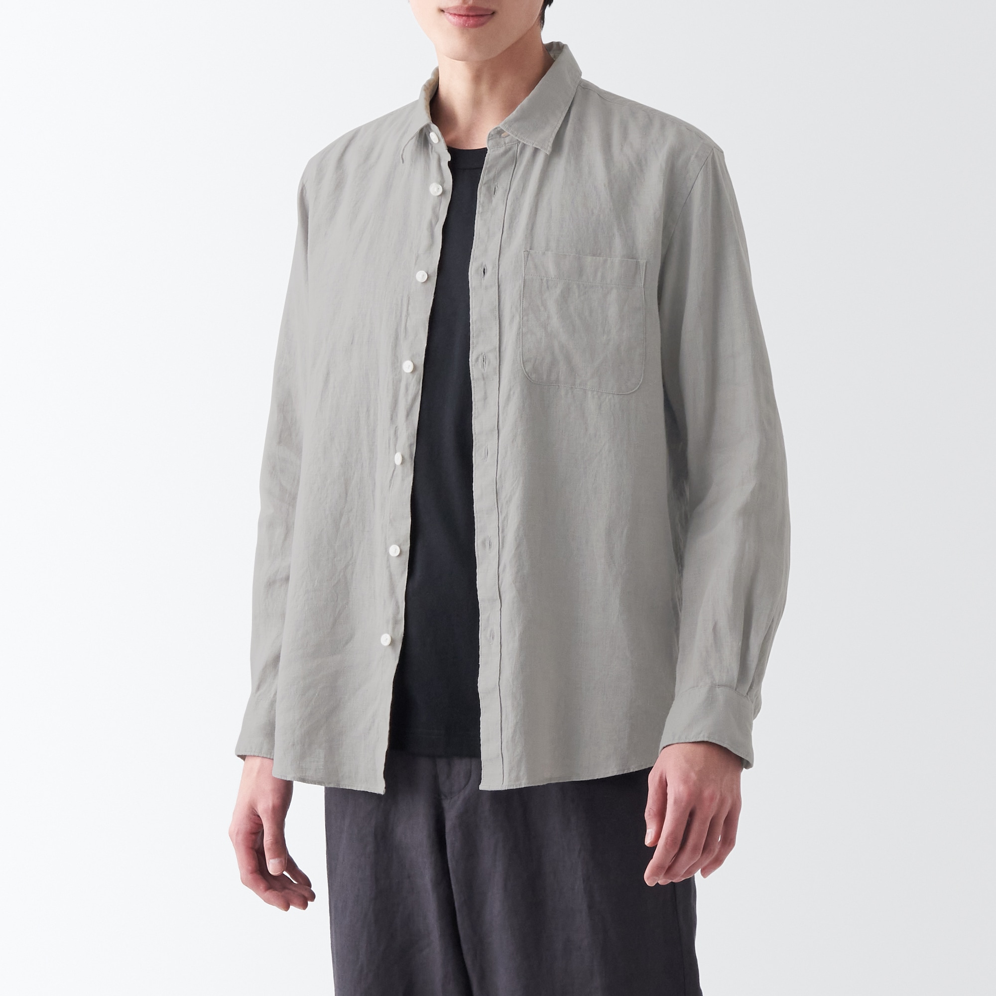 ヘンプ洗いざらし長袖シャツ