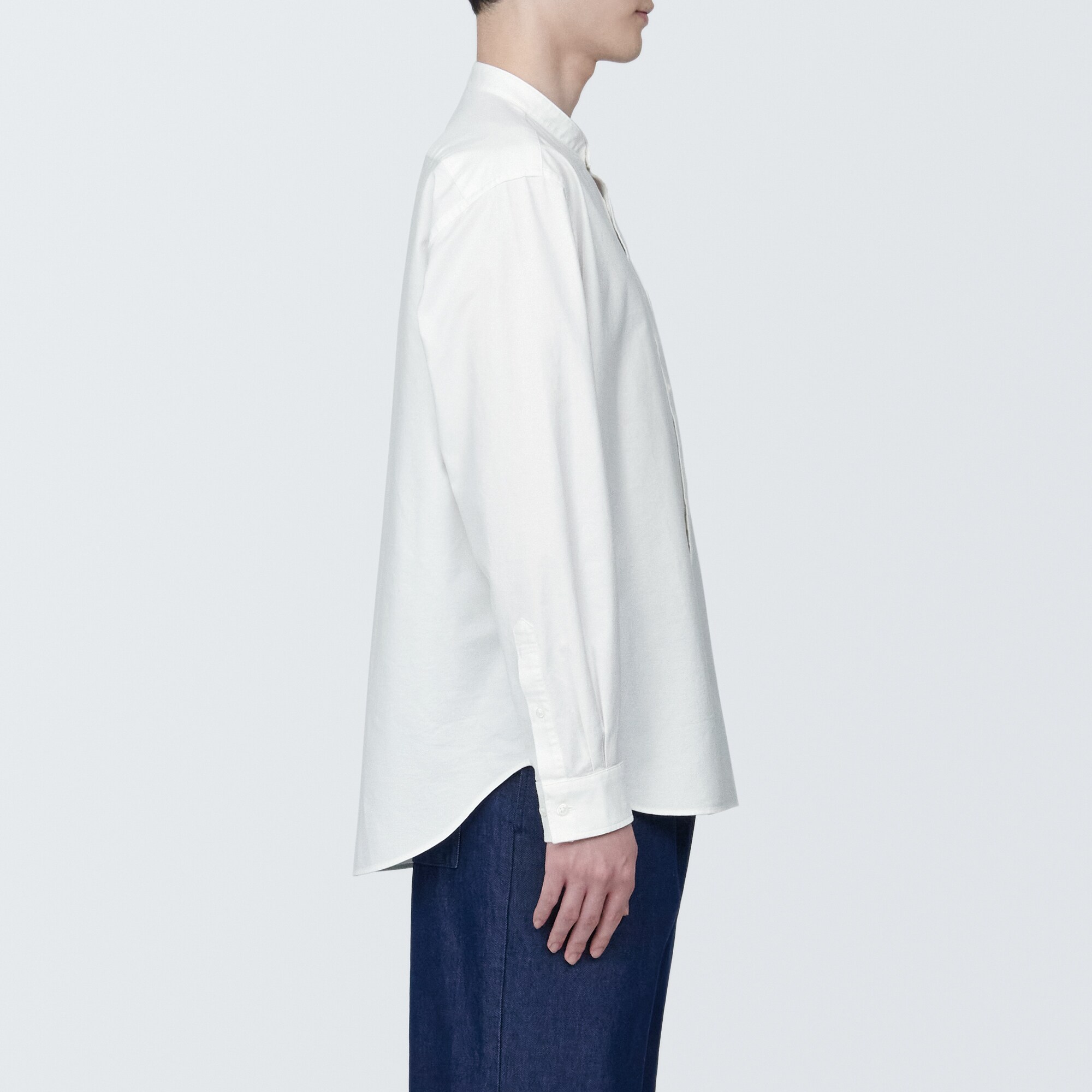 紳士　洗いざらしオックススタンドカラー長袖シャツ