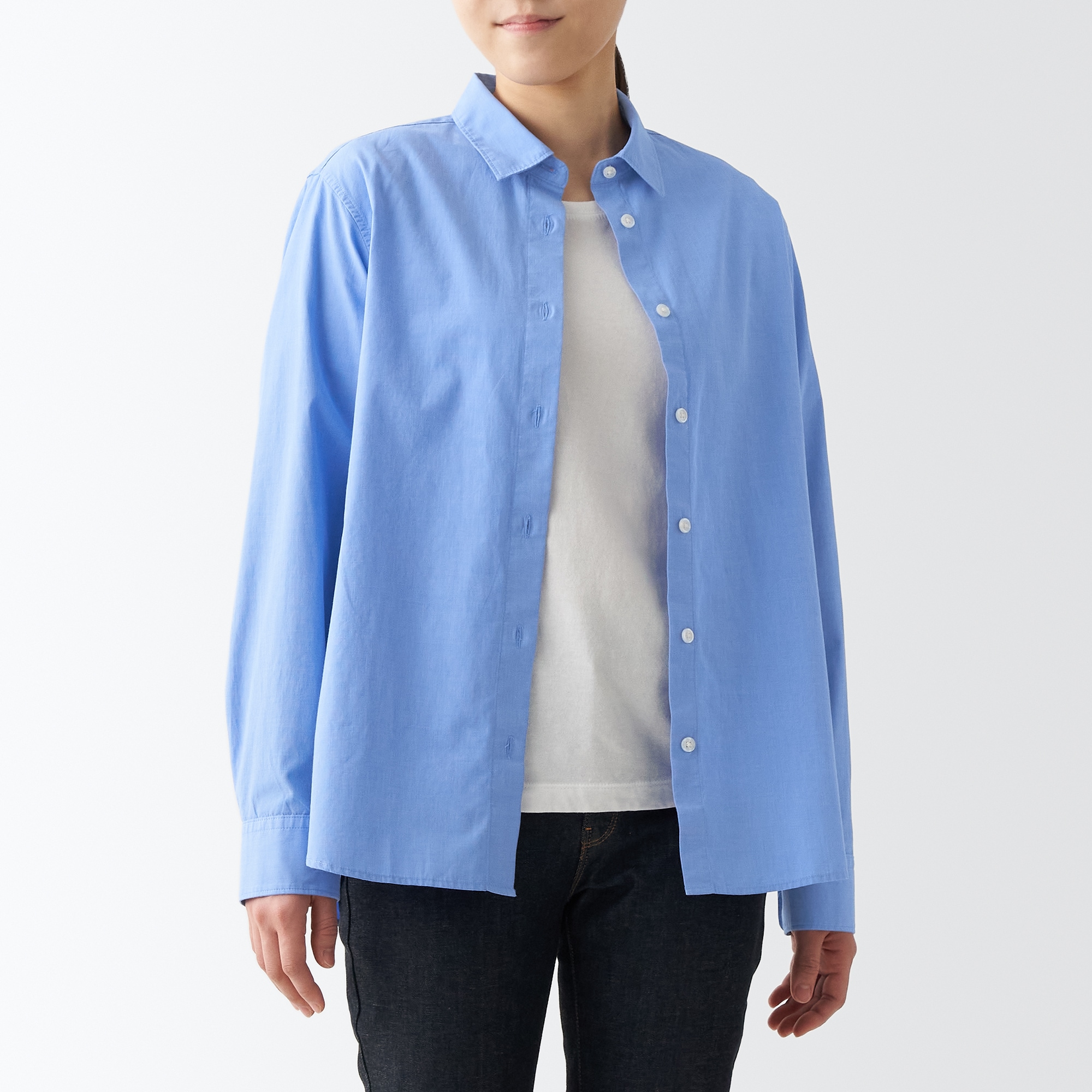 洗いざらしブロードレギュラーカラーシャツ