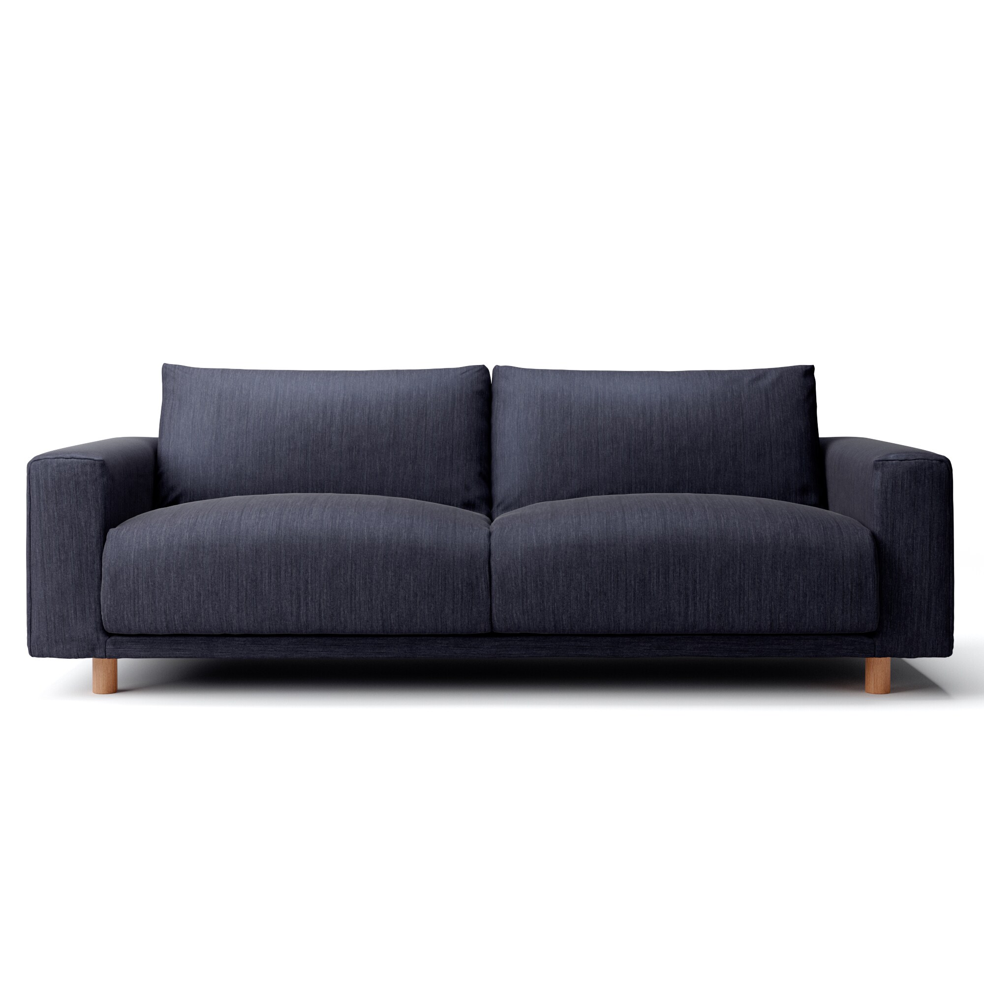 【カバー】綿デニムソファ本体・３シーター・フェザー・ポケットコイル用カバー／ネイビー