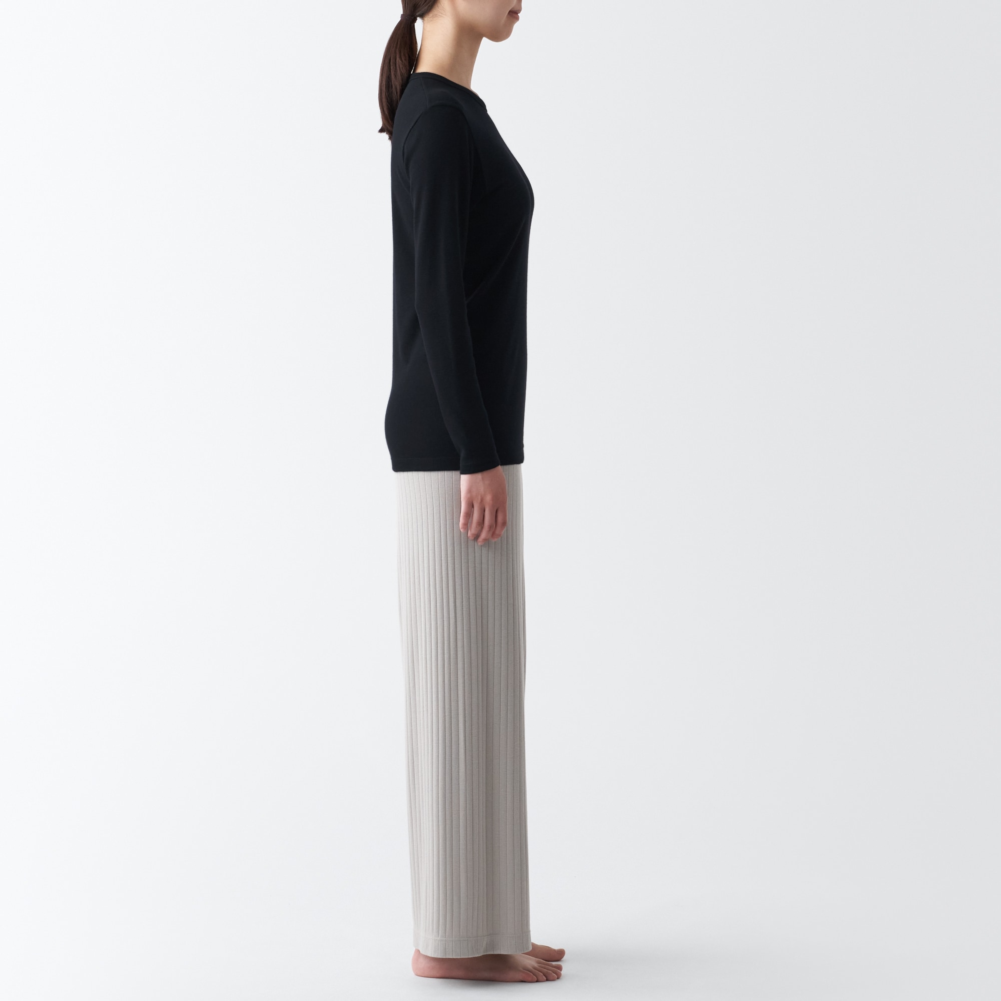 ウールクルーネック長袖Ｔシャツ