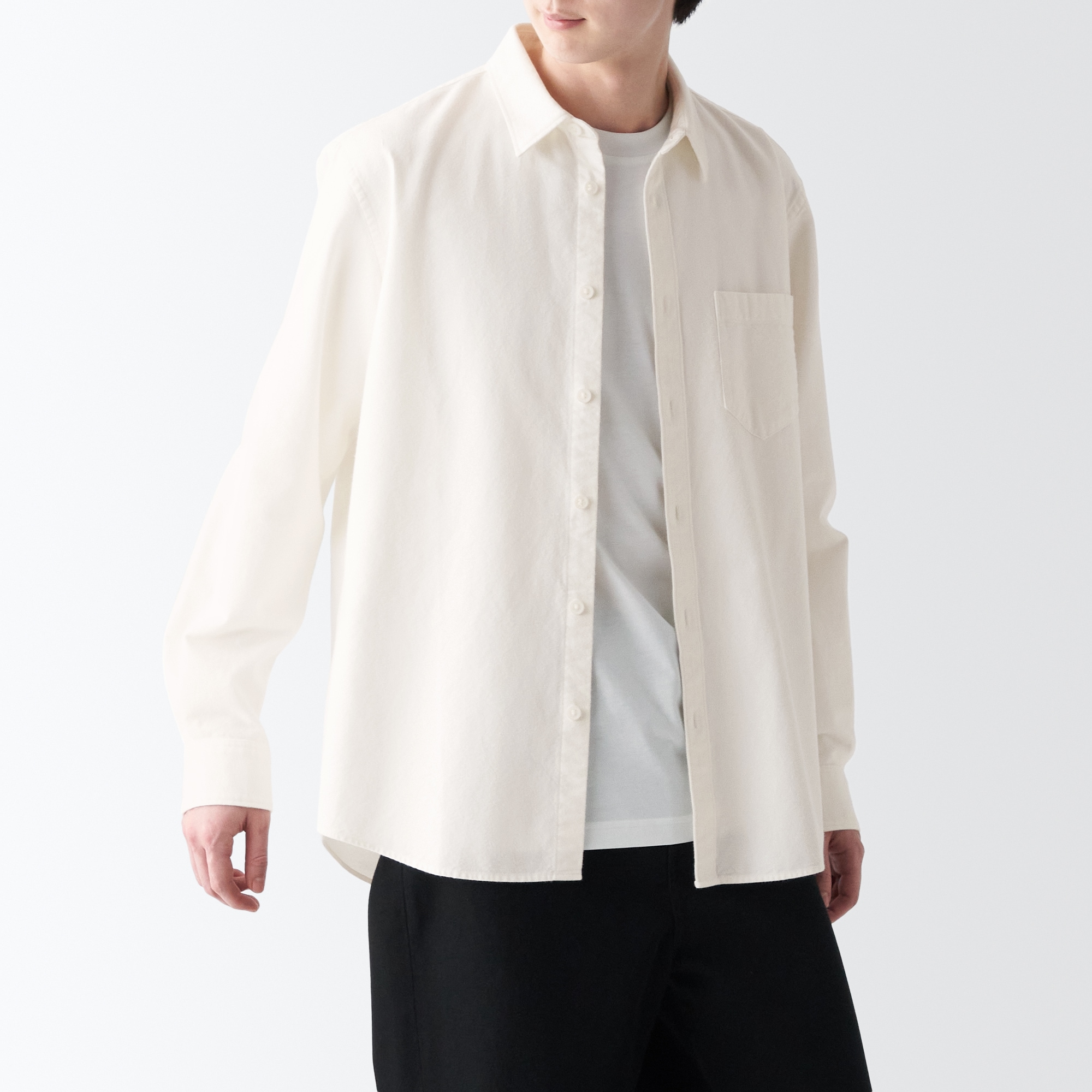 両面起毛フランネル長袖シャツ