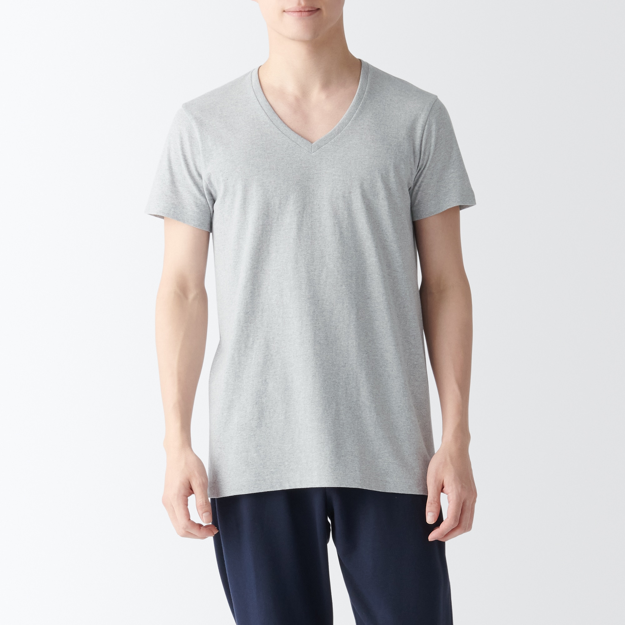 紳士　脇に縫い目のない　２枚組　Ｖネック半袖Ｔシャツ