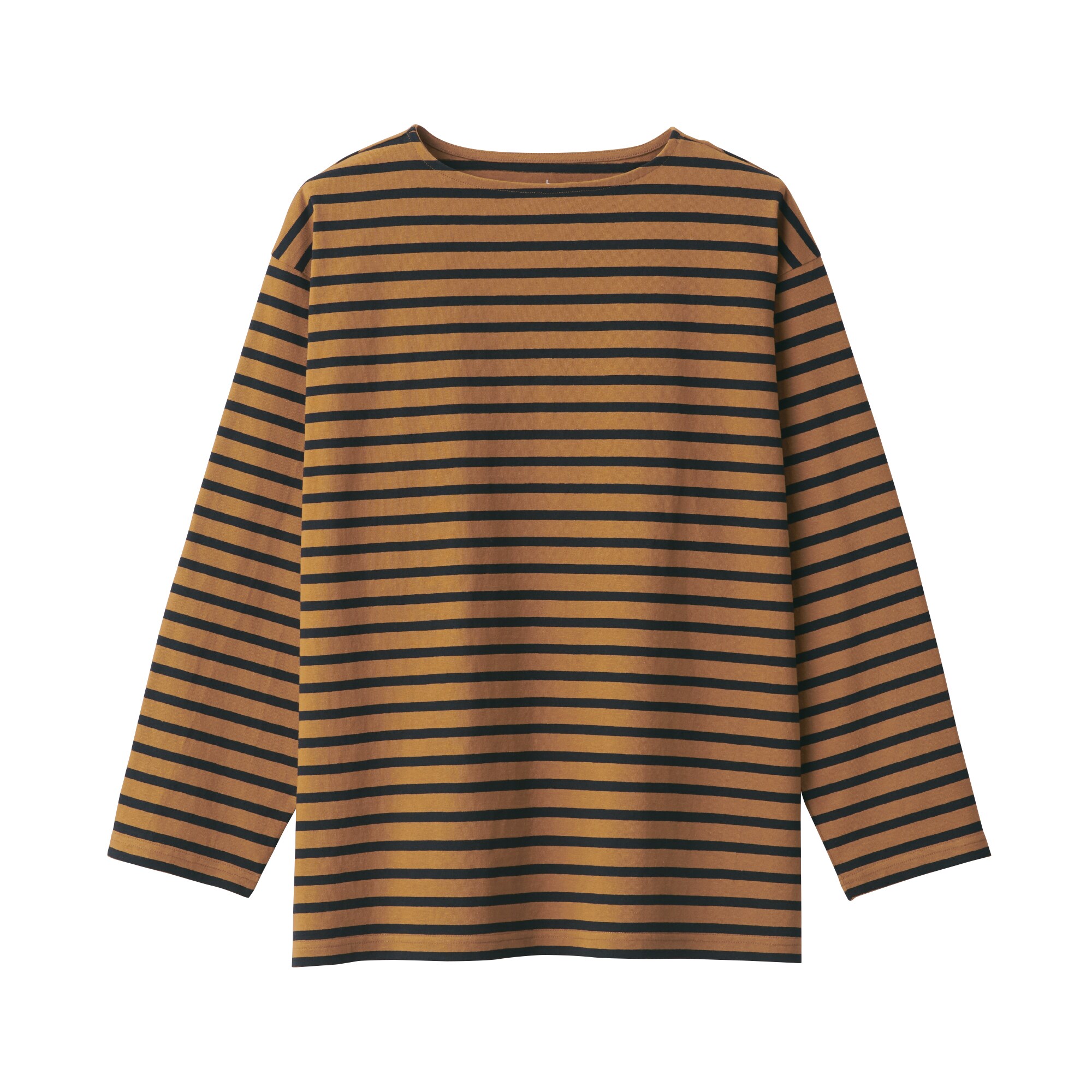 洗いざらし太番手ボートネック九分袖Ｔシャツ