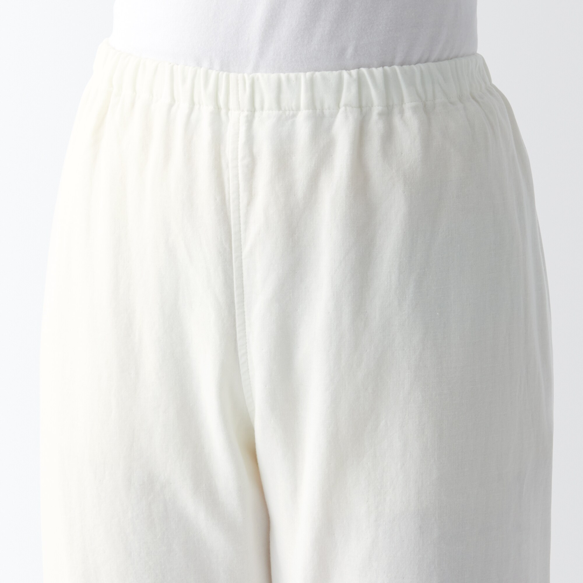 婦人　脇に縫い目のない　二重ガーゼパジャマ（パイピング）