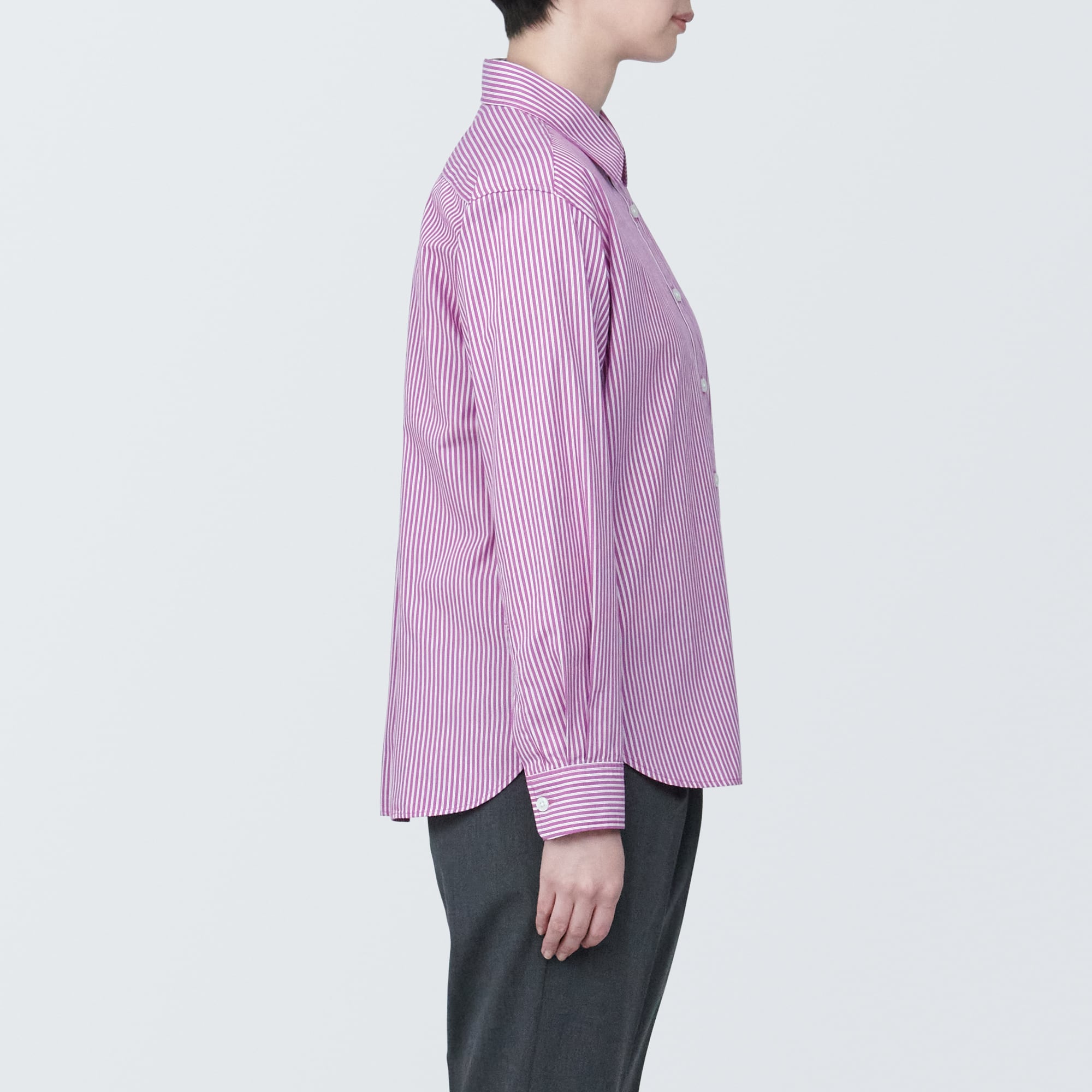 婦人　洗いざらし　ブロードレギュラーカラー長袖シャツ