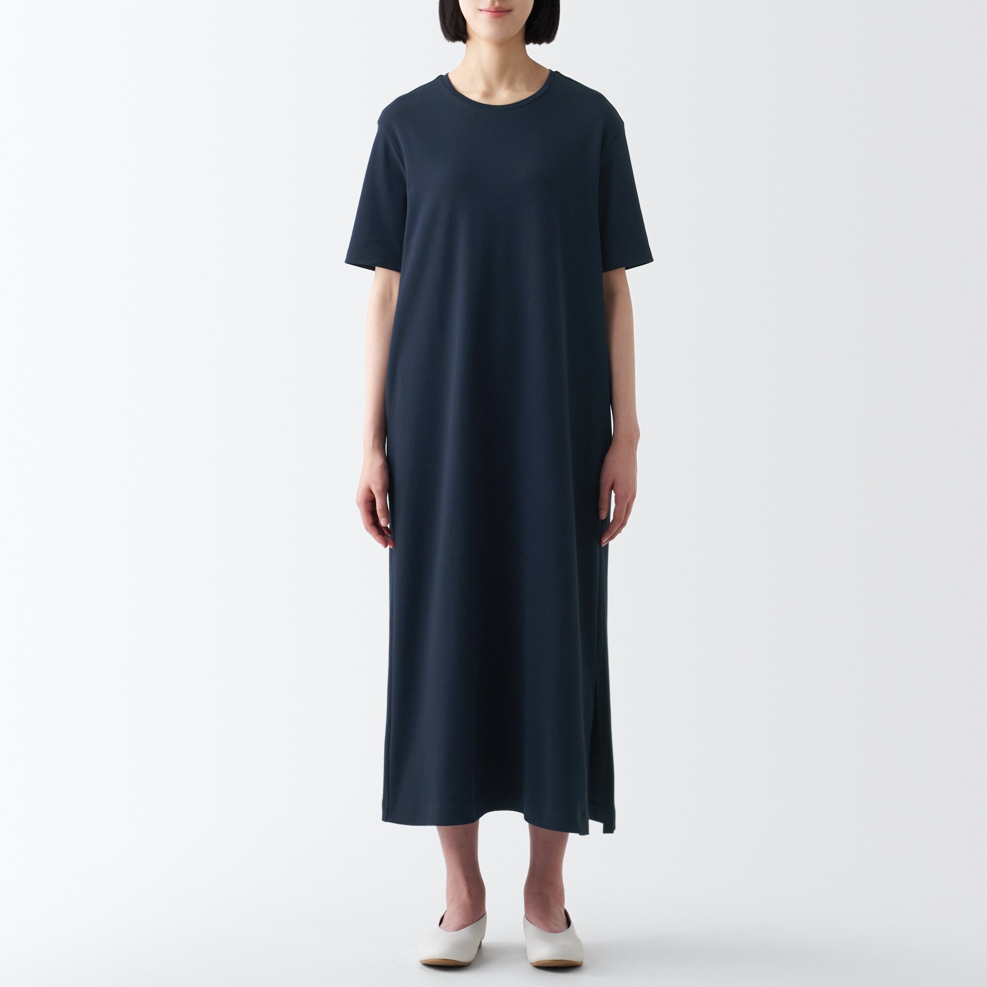 スムース編み半袖ワンピース