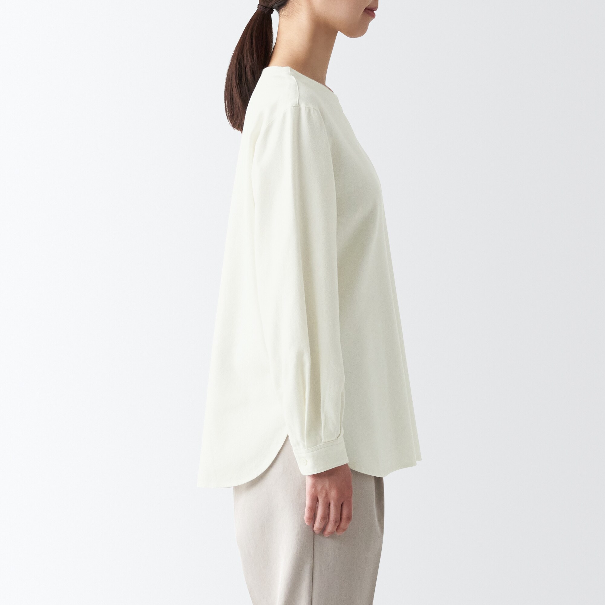 両面起毛フランネル長袖ブラウス