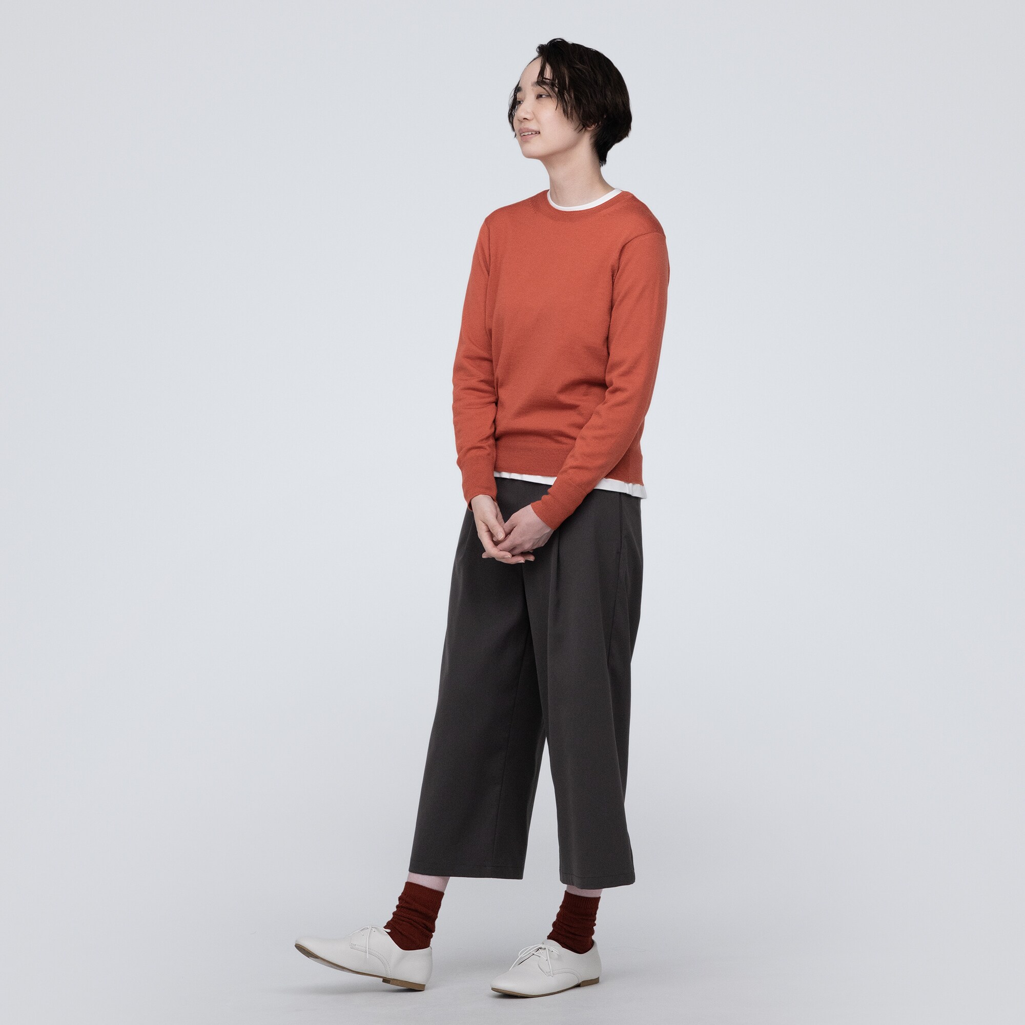 洗えるウールハイゲージクルーネックセーター