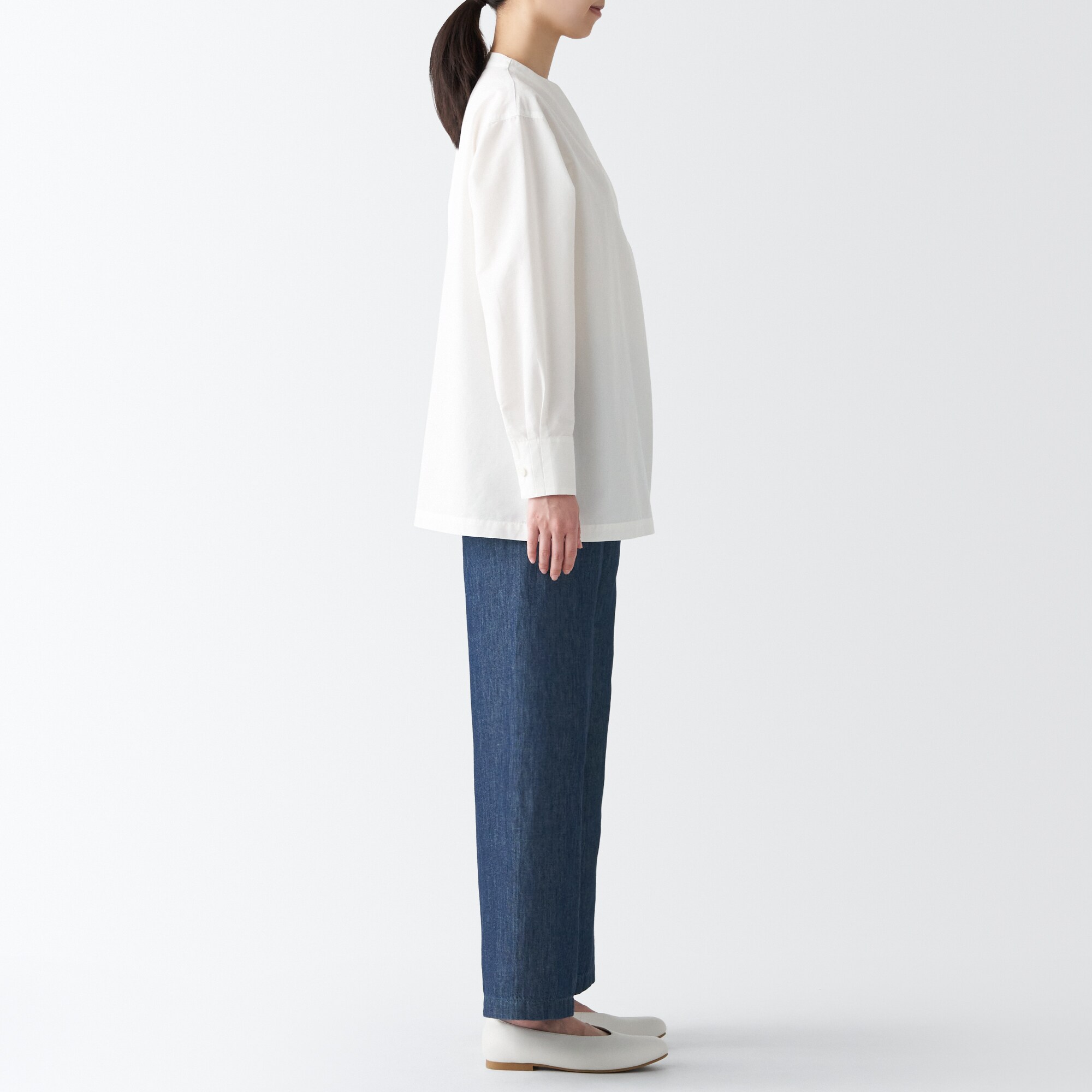 ラミーコットンデニムワイドパンツ（婦人）