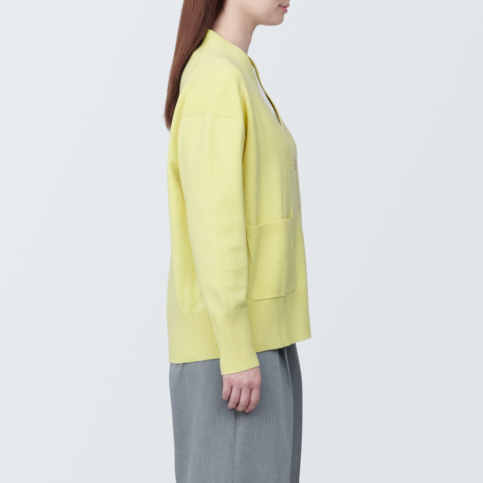 婦人　洗えるミラノリブ編みＶネックカーディガン