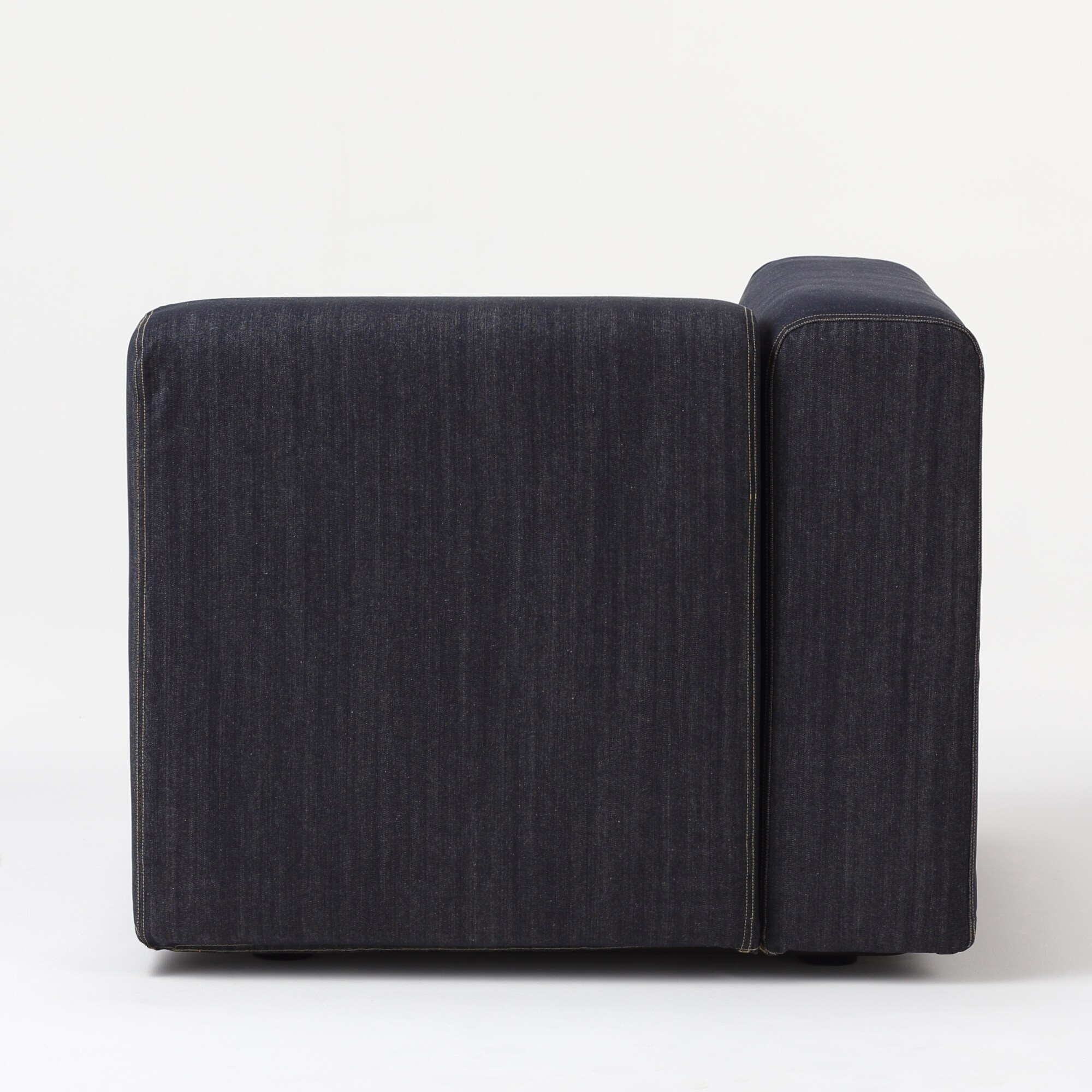 【カバー】綿デニムユニットソファアーム付小用カバー／ネイビー