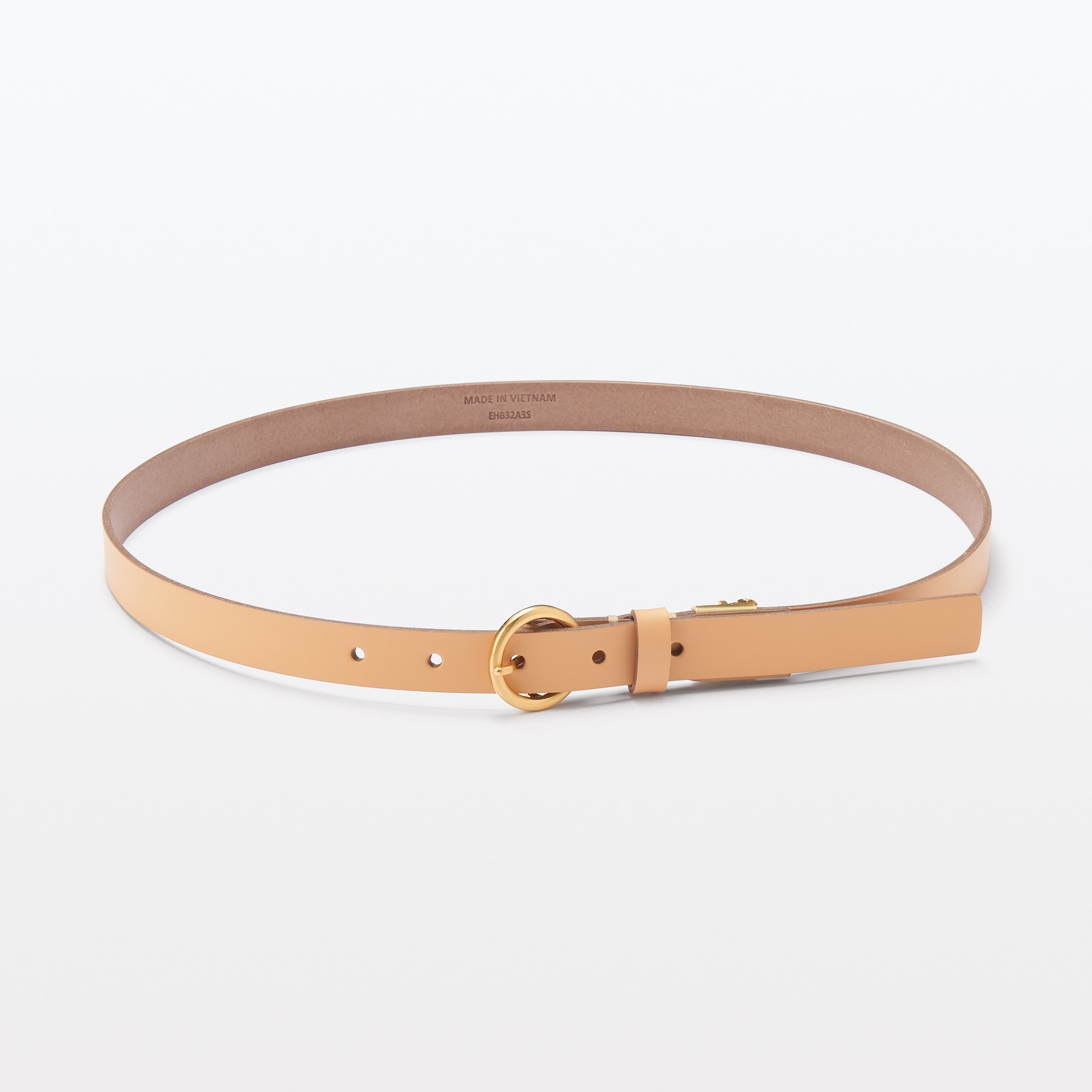 ヌメ革　長さを調節できる　丸リング細ベルト