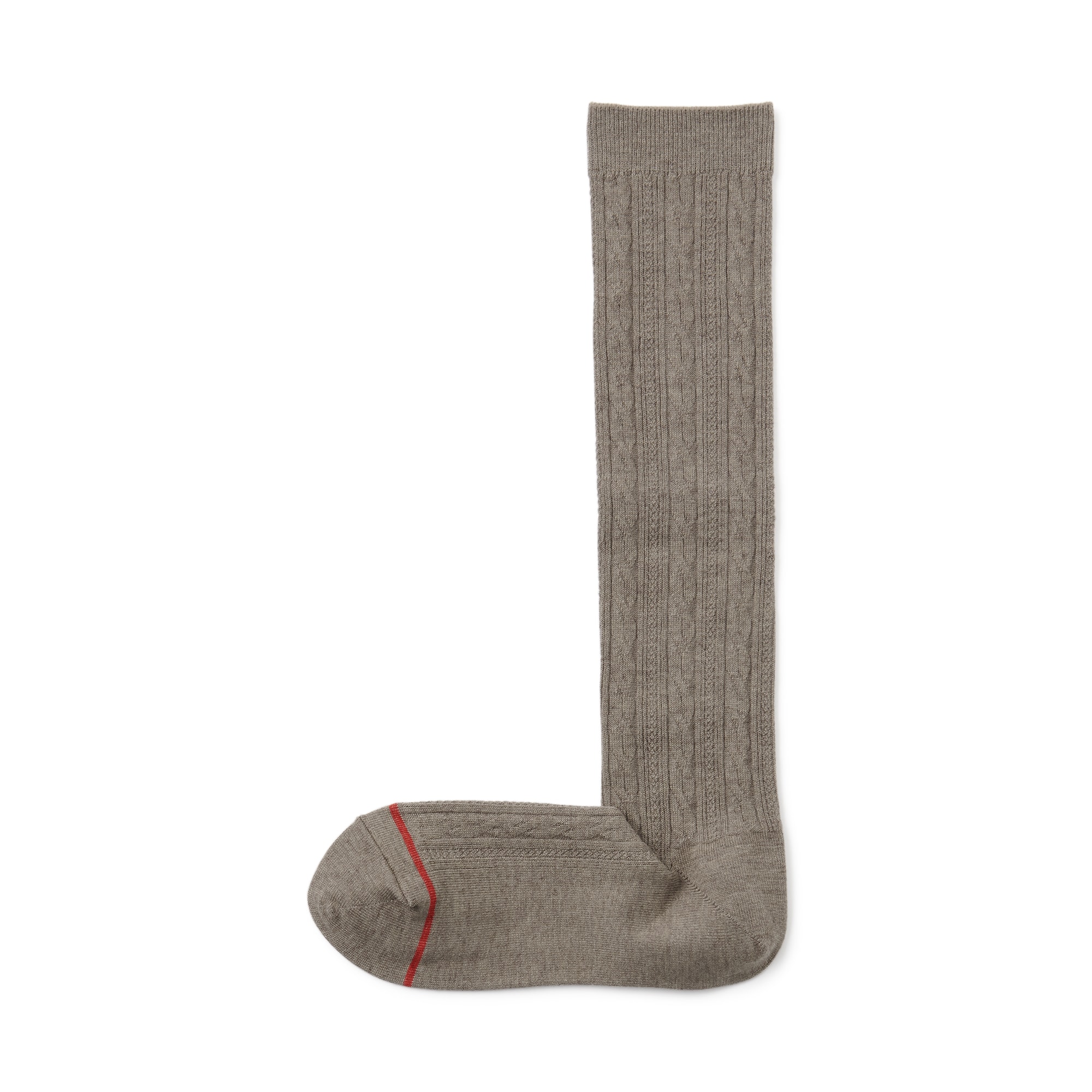 足なり直角　履き口やわらか　あったか綿　柄編みハイソックス（ウール入り／婦人）