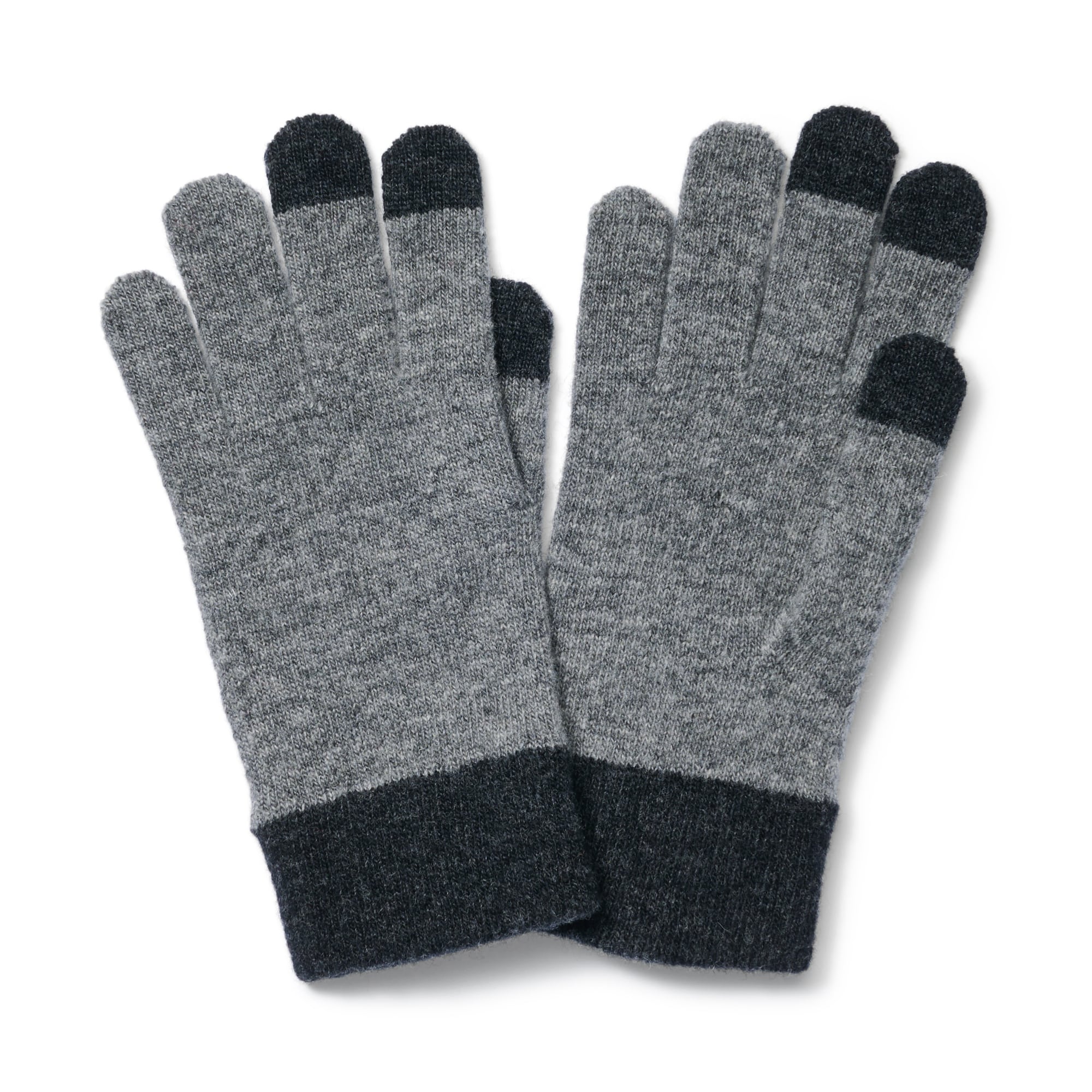 ウール混　裏起毛　　タッチパネル手袋　（配色）