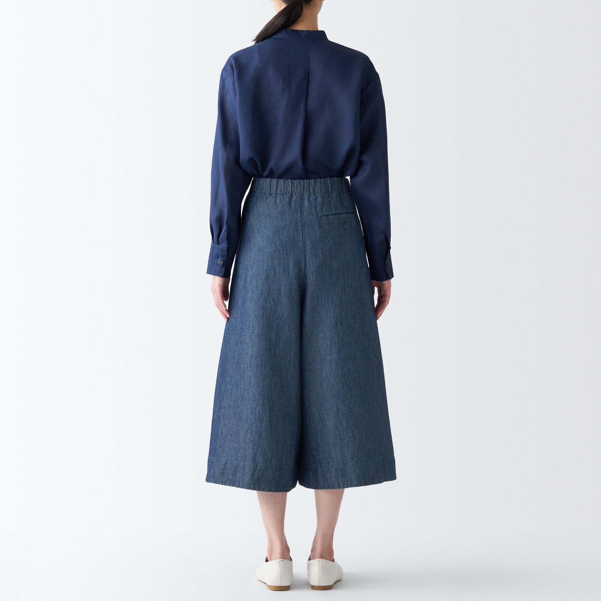 ラミーコットンデニムスカートパンツ（婦人）