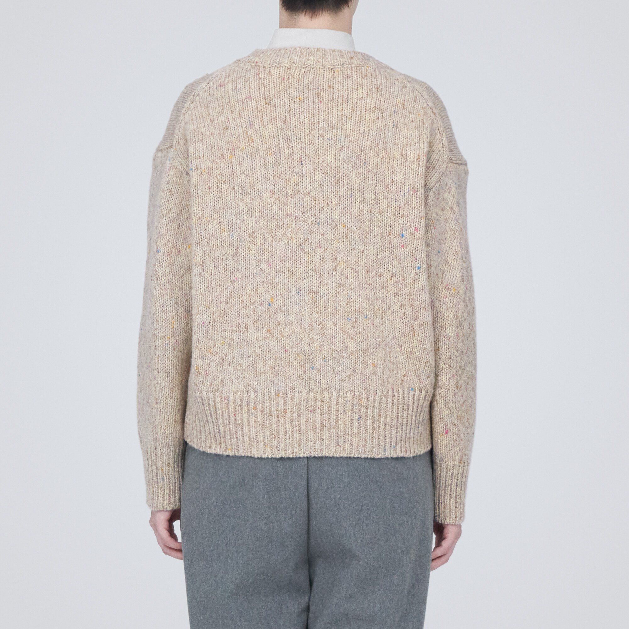 ウールヤク混ネップ糸Ｖネックセーター