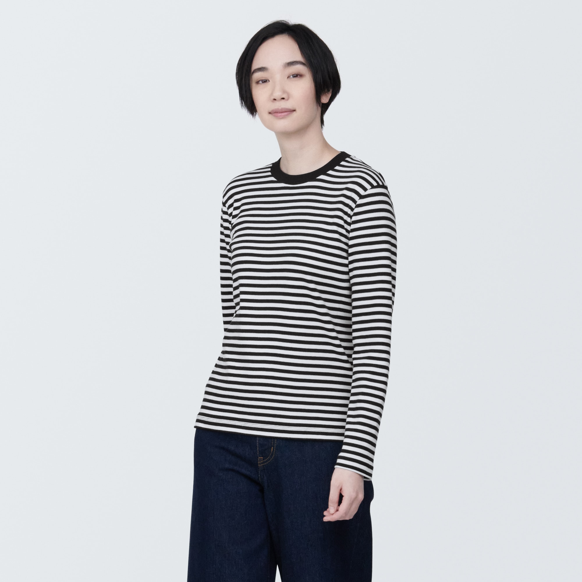 婦人　スムース編みクルーネック長袖Ｔシャツ