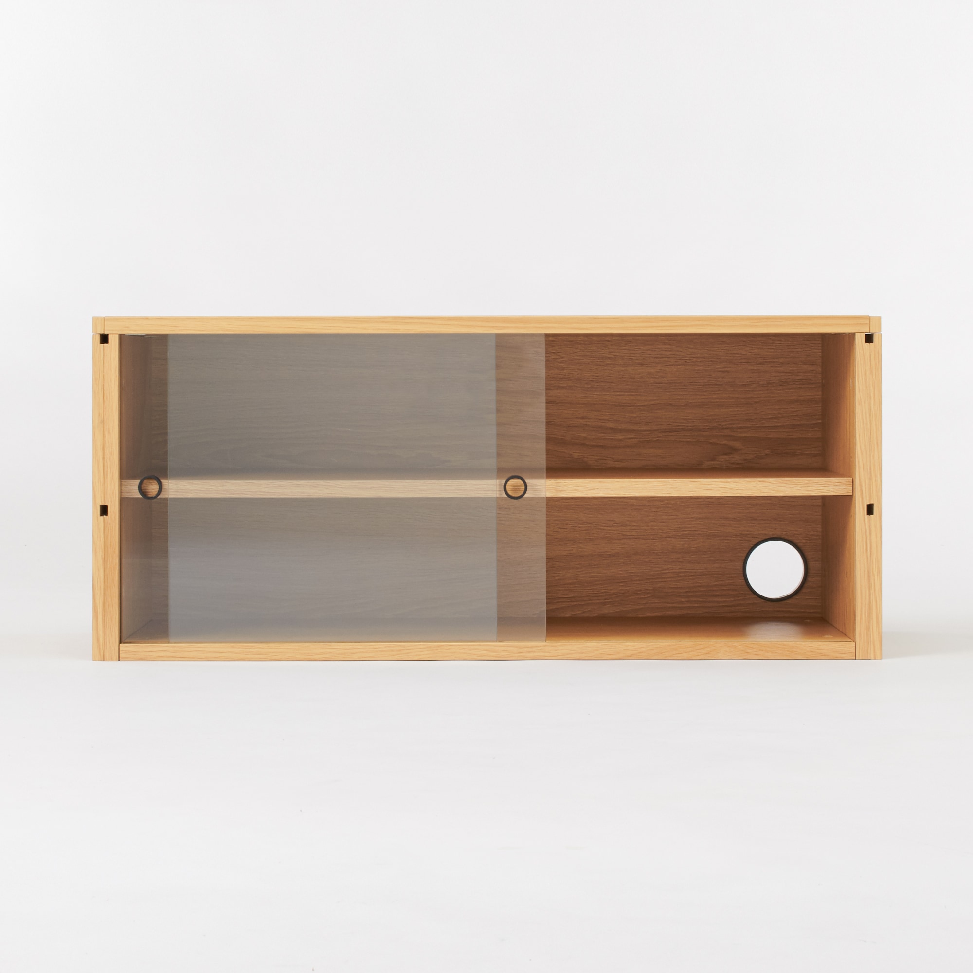 スチールユニットシェルフ用・ボックス・ガラス引き戸・オーク材