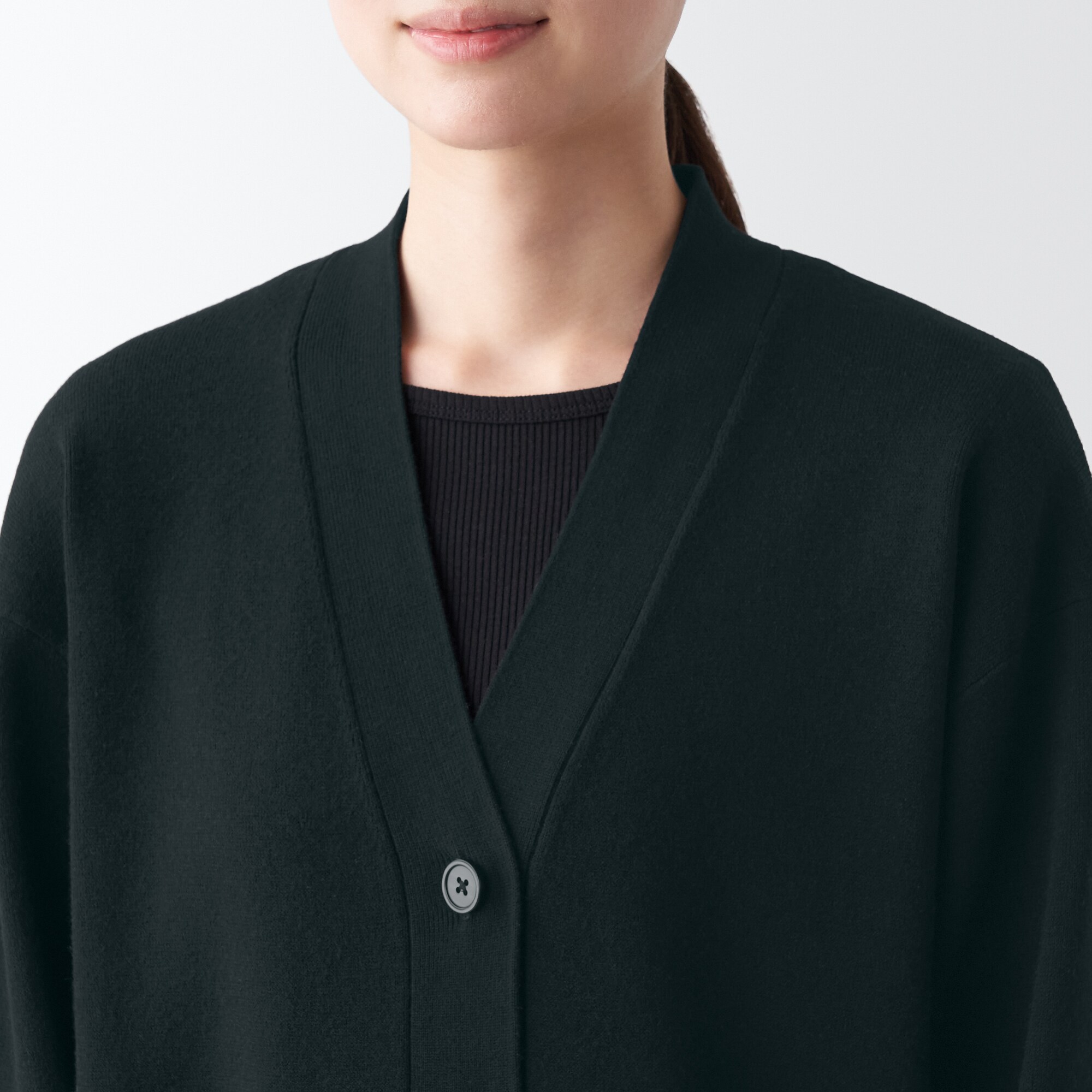 洗えるミラノリブ編みＶネックワイドカーディガン