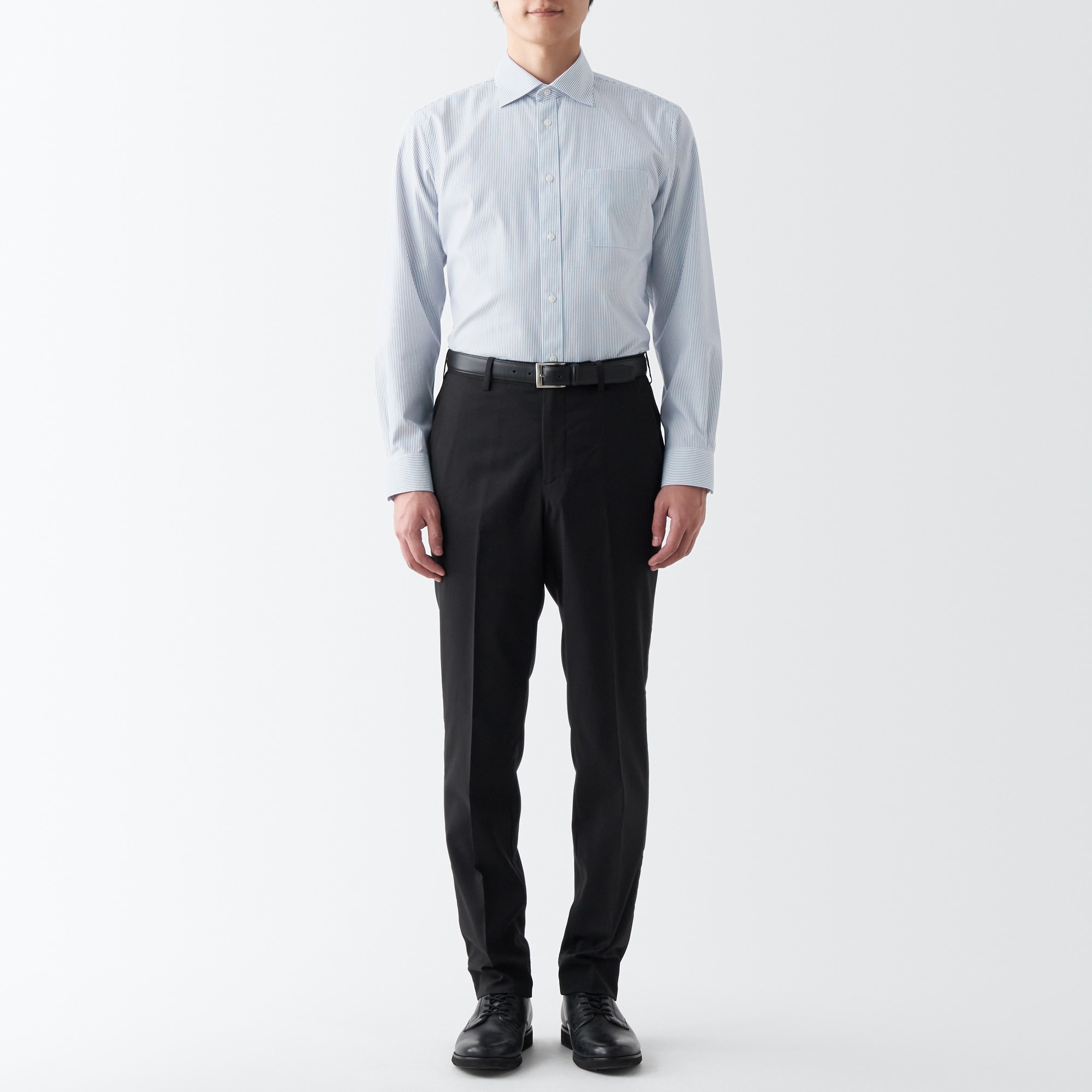 ノンアイロンビジネスセミワイドカラー長袖シャツ