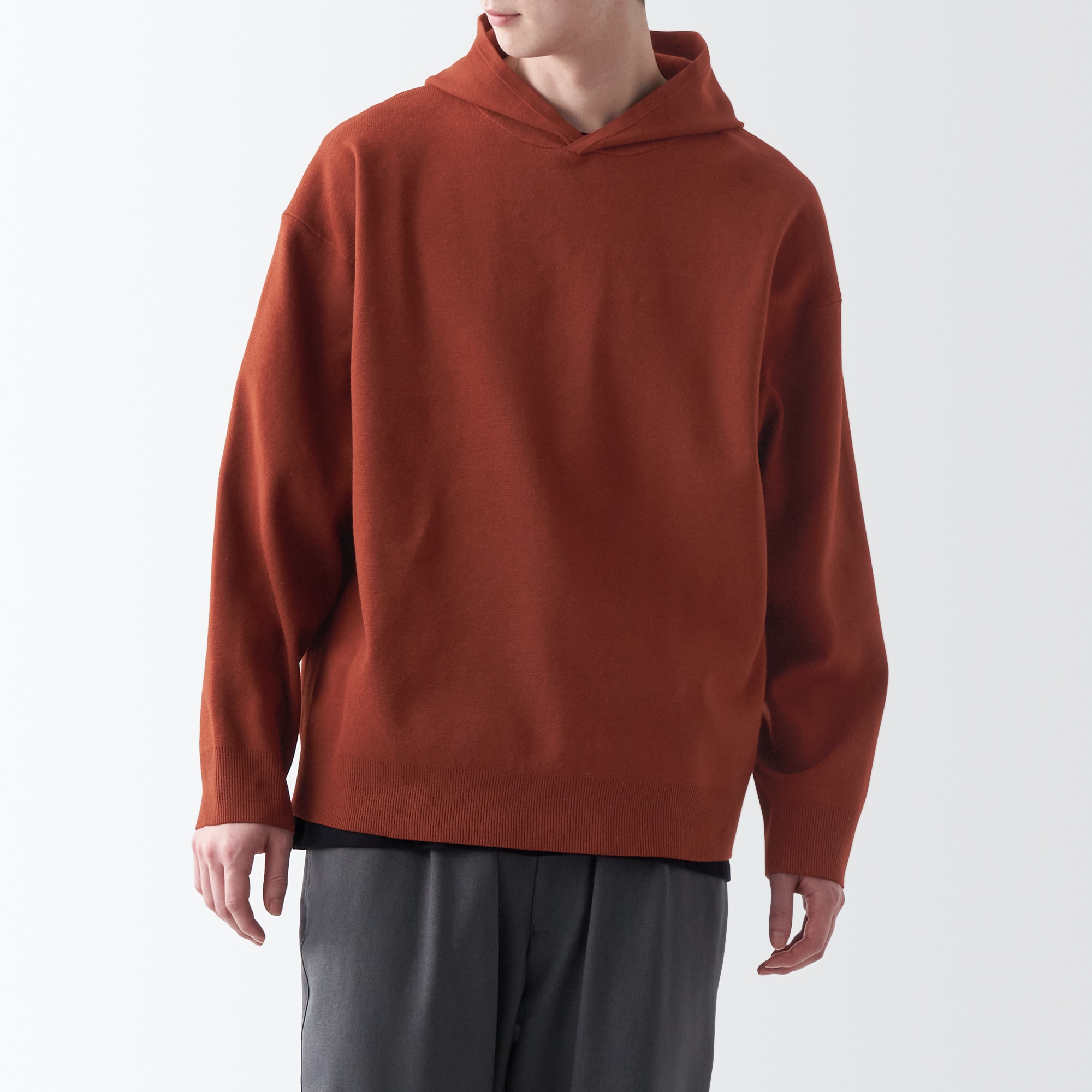 洗えるミラノリブ編みワイドプルパーカ（紳士）