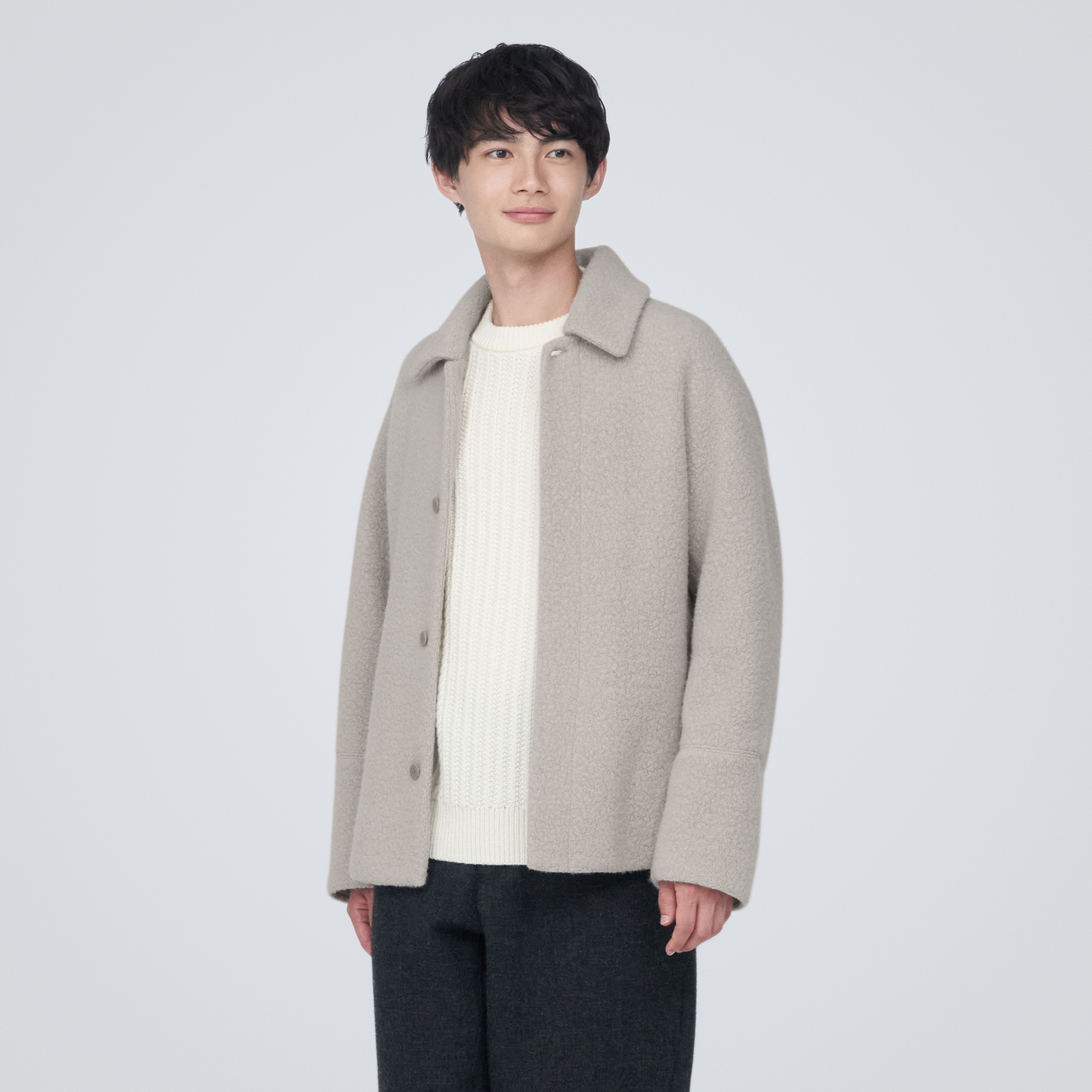 再生ウール混ボアコート（紳士）