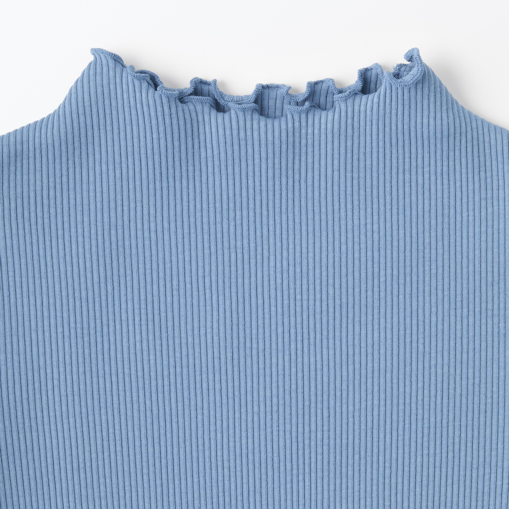 キッズ　ストレッチリブ編みモックネック長袖Ｔシャツ