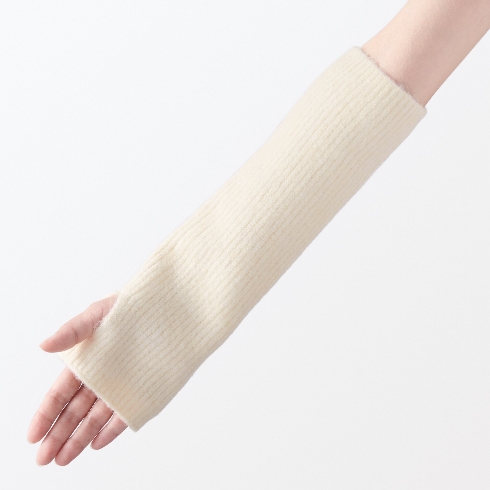再生ポリエステル混　リブ編み　足にも使えるアームウォーマー