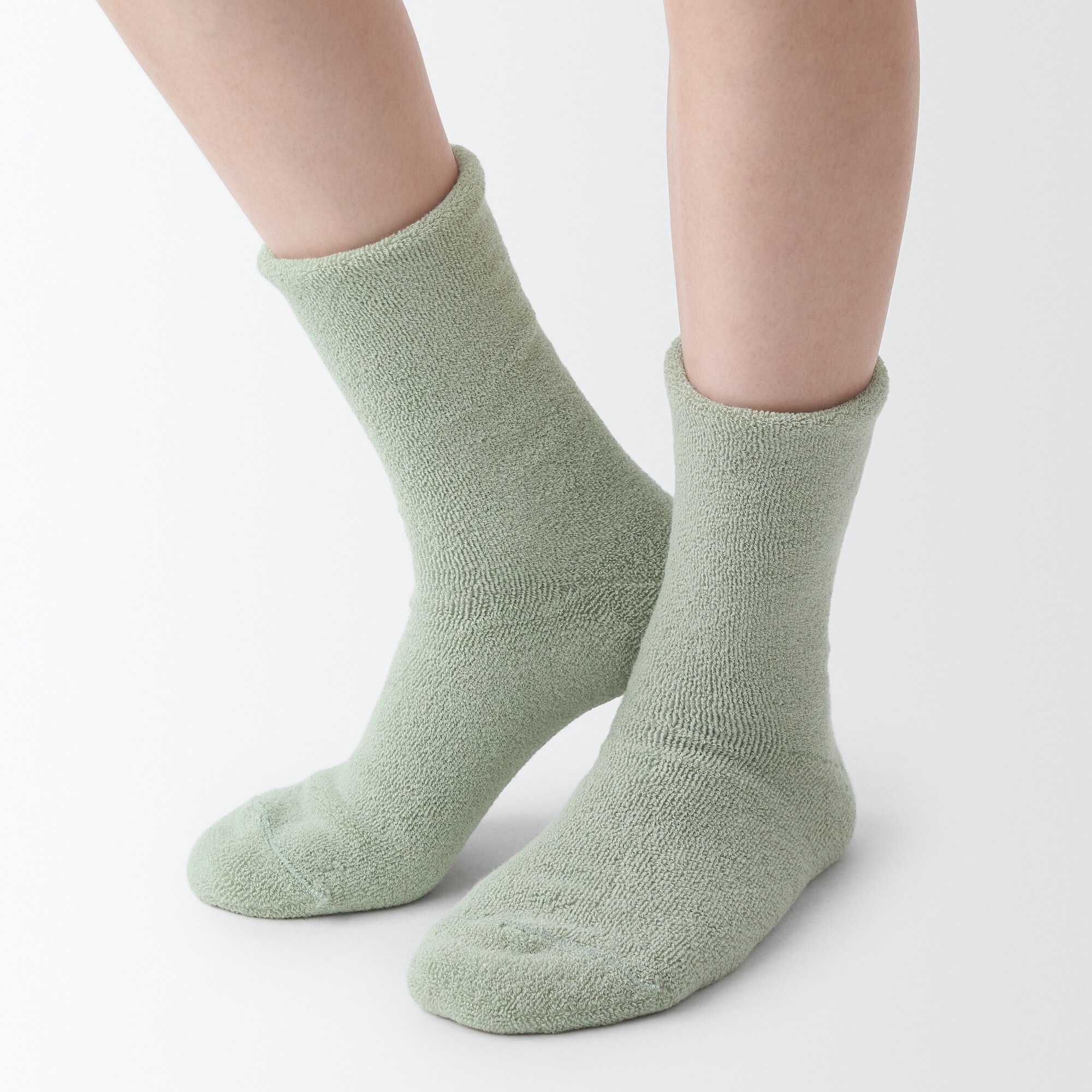 足なり直角　履き口やわらか　両面パイル編み　ルームソックス