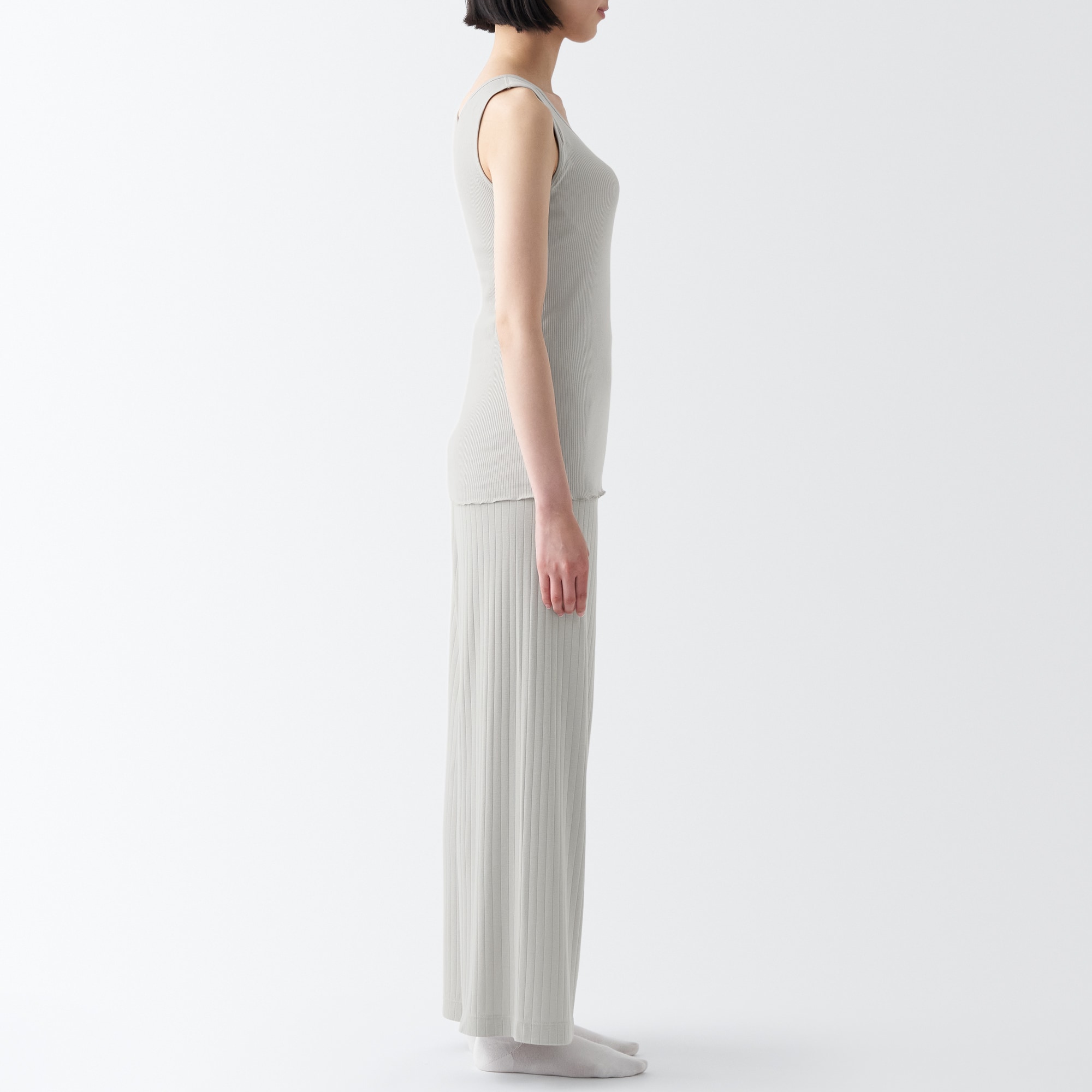 ワイドリブ　ロングパンツ