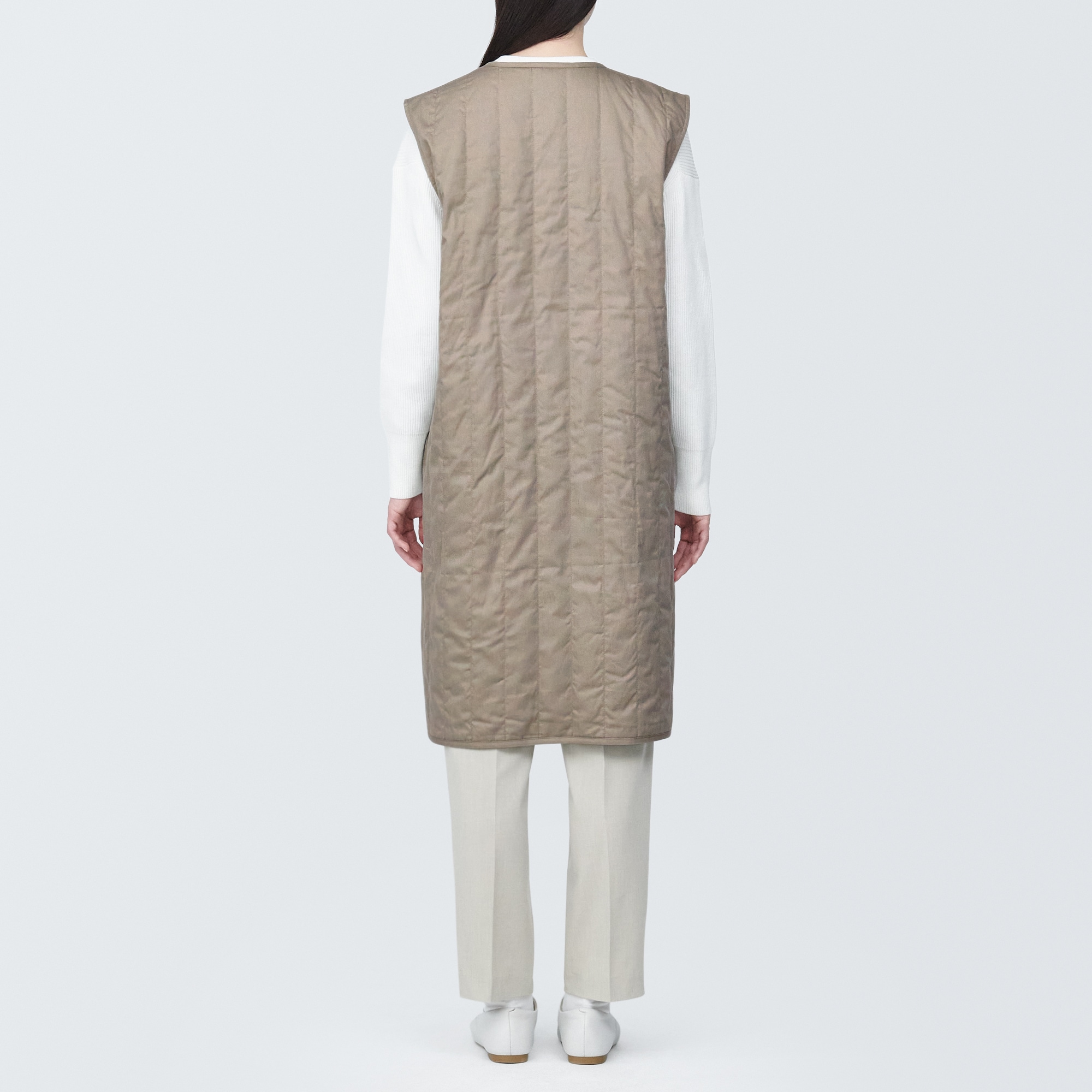 婦人　木の実から作ったカポック混中わたロングジレ