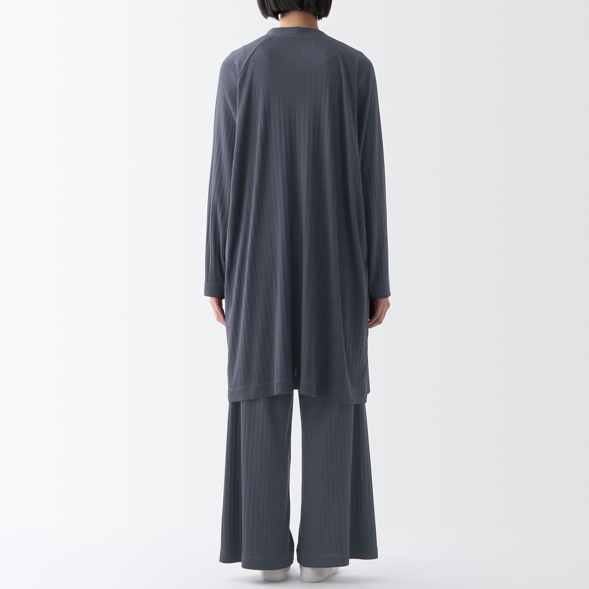 ワイドリブ　ロングカーディガン