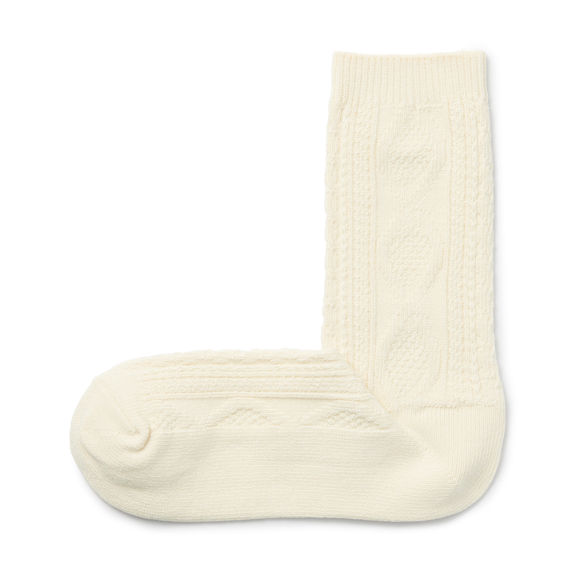 足なり直角　履き口やわらか　柄編み　靴下（婦人）