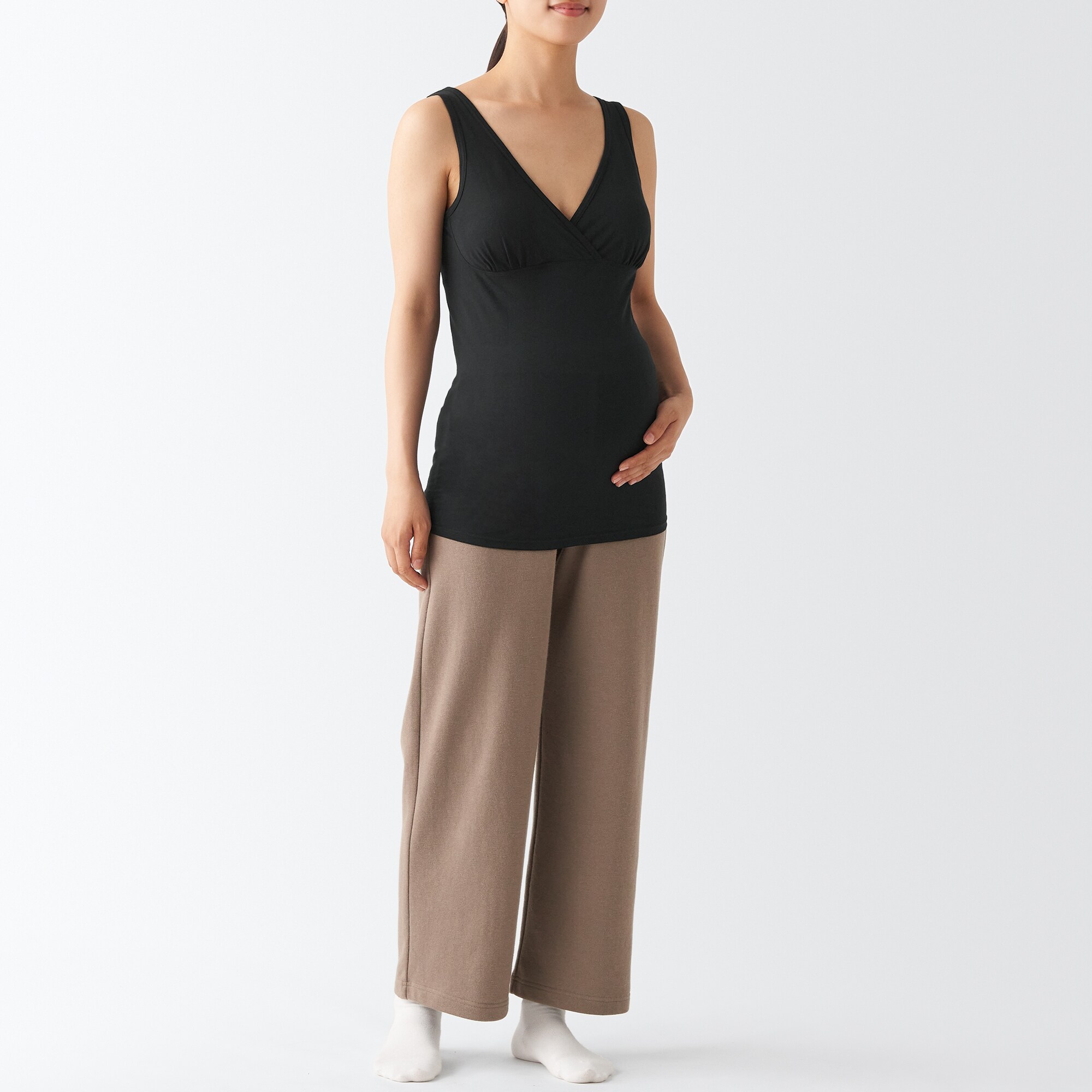 シルク混　授乳に便利なカップ入りタンクトップ（マタニティ）