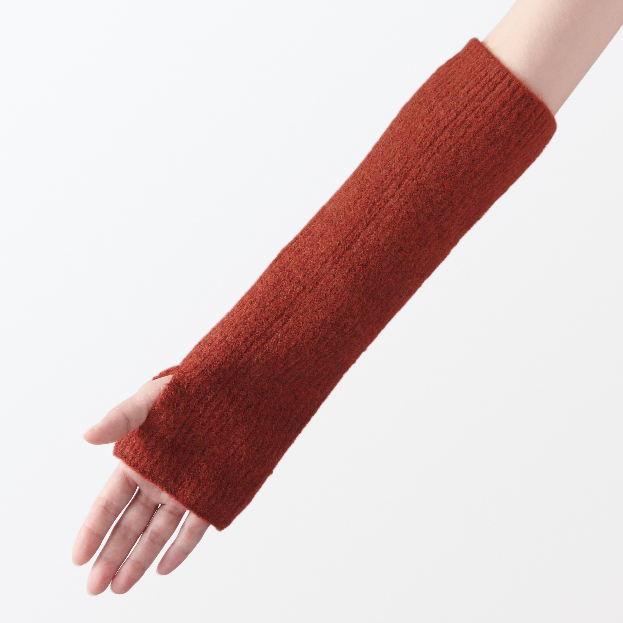 再生ポリエステル混　リブ編み　足にも使えるアームウォーマー