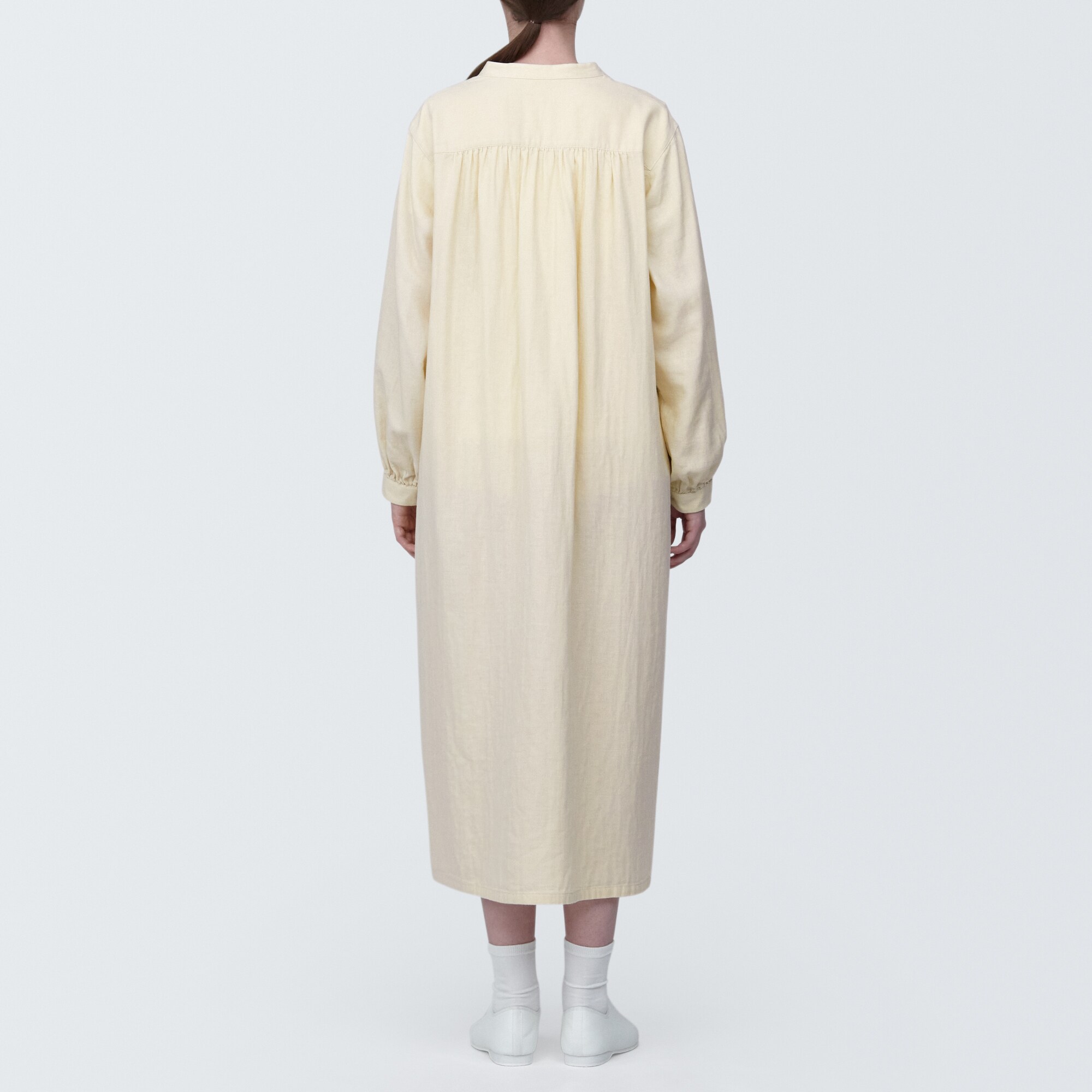 婦人　カポック混二重ガーゼ　長袖ワンピース