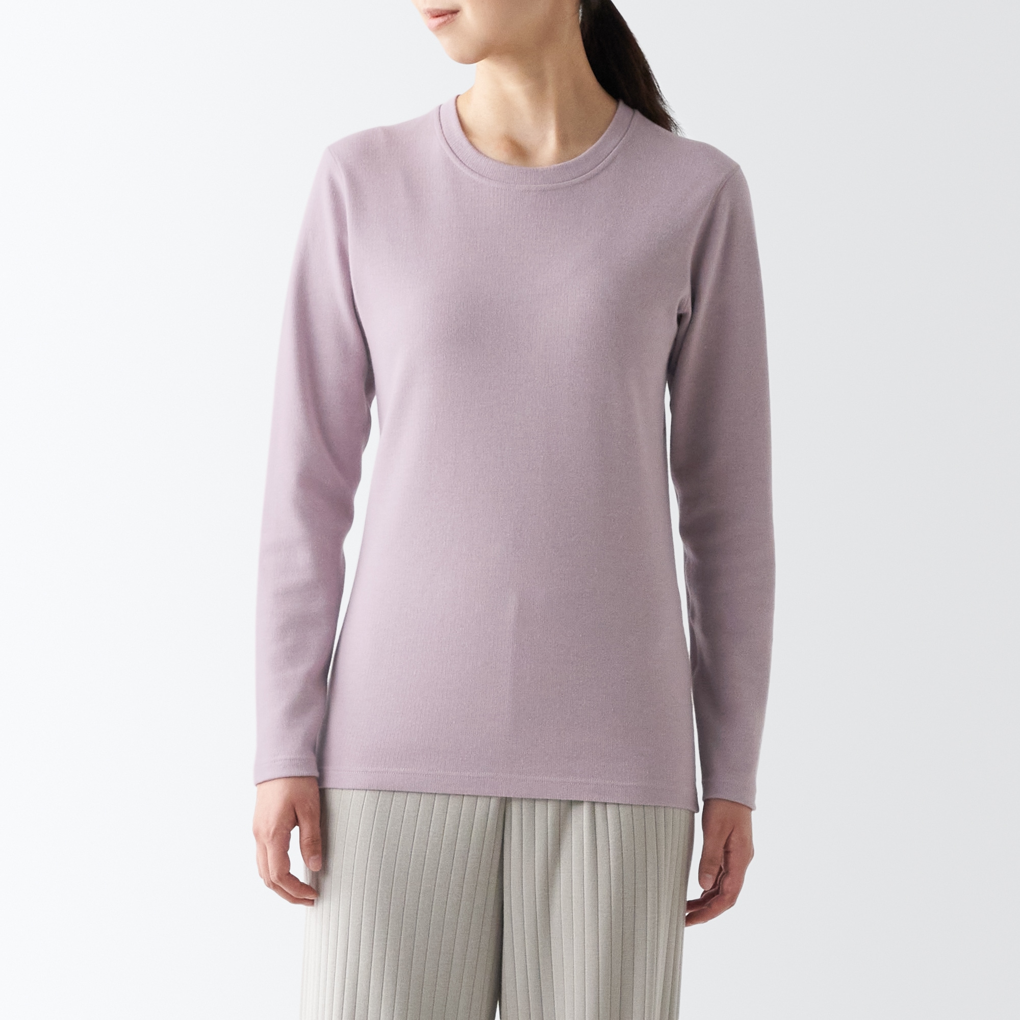 あったか綿　ウール　クルーネック長袖Ｔシャツ