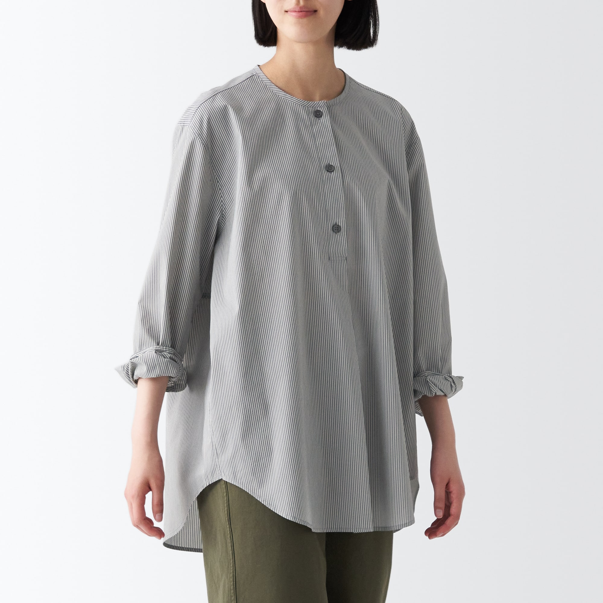 乾きやすいブロード長袖チュニック