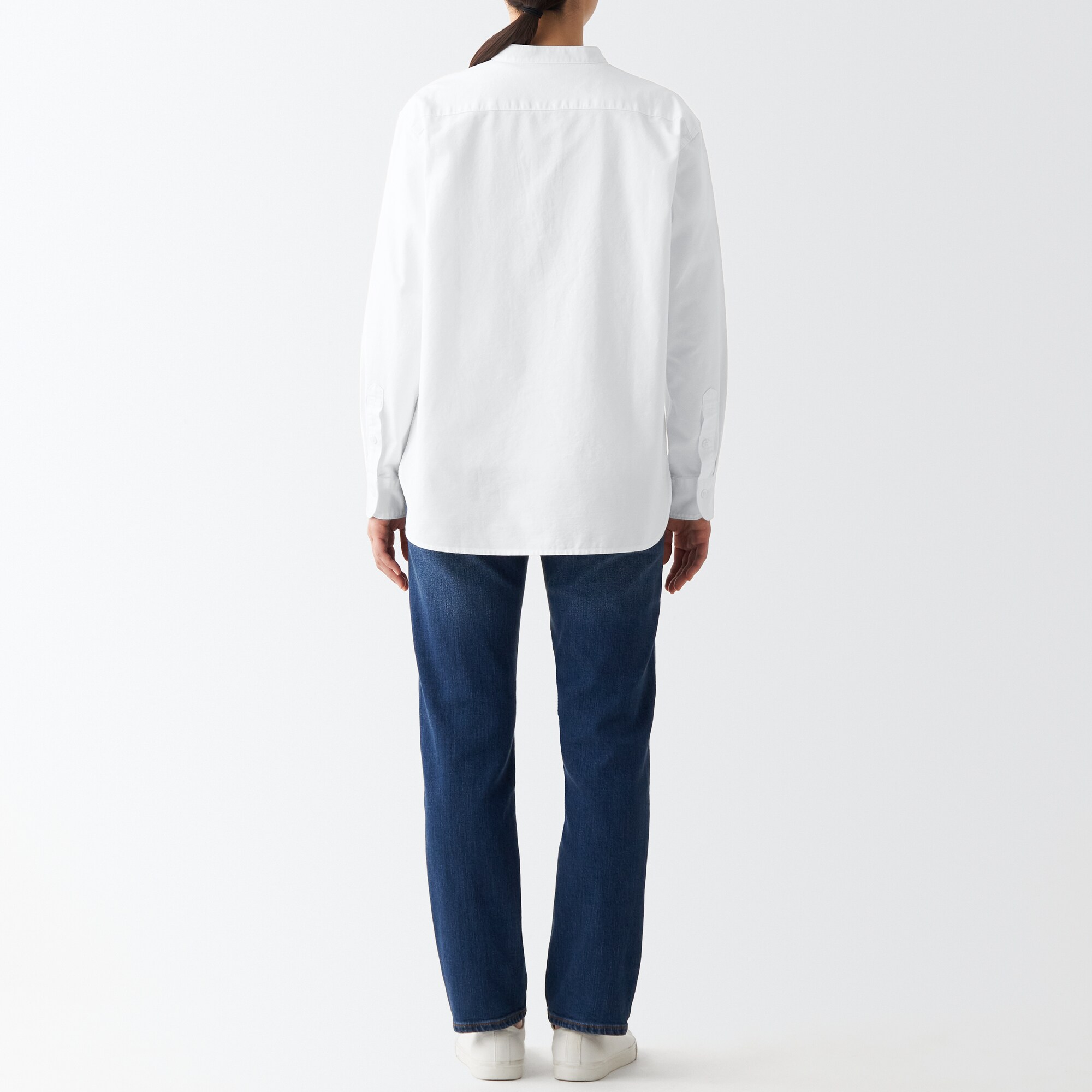 洗いざらしオックススタンドカラーシャツ